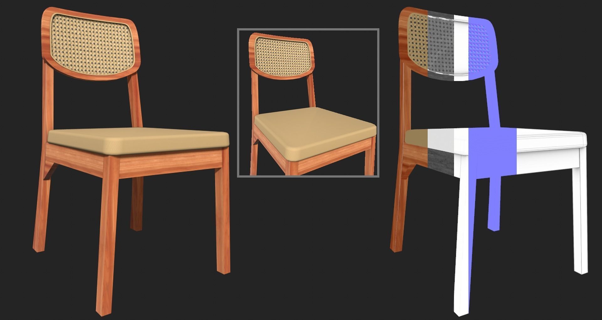 Set of 8 dining table set with chair Low-poly 3D model_41