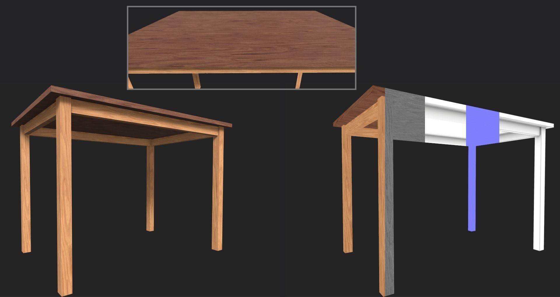 Set of 8 dining table set with chair Low-poly 3D model_27