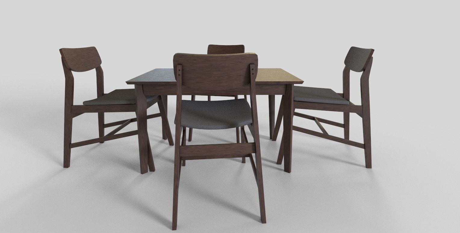 Set of 8 dining table set with chair Low-poly 3D model_28