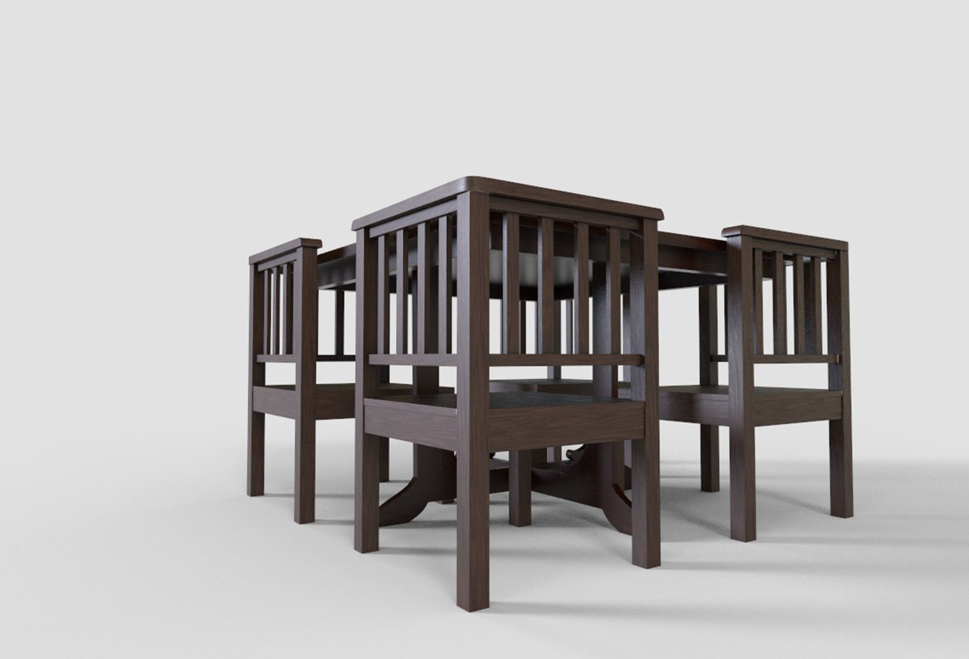 Set of 8 dining table set with chair Low-poly 3D model_13