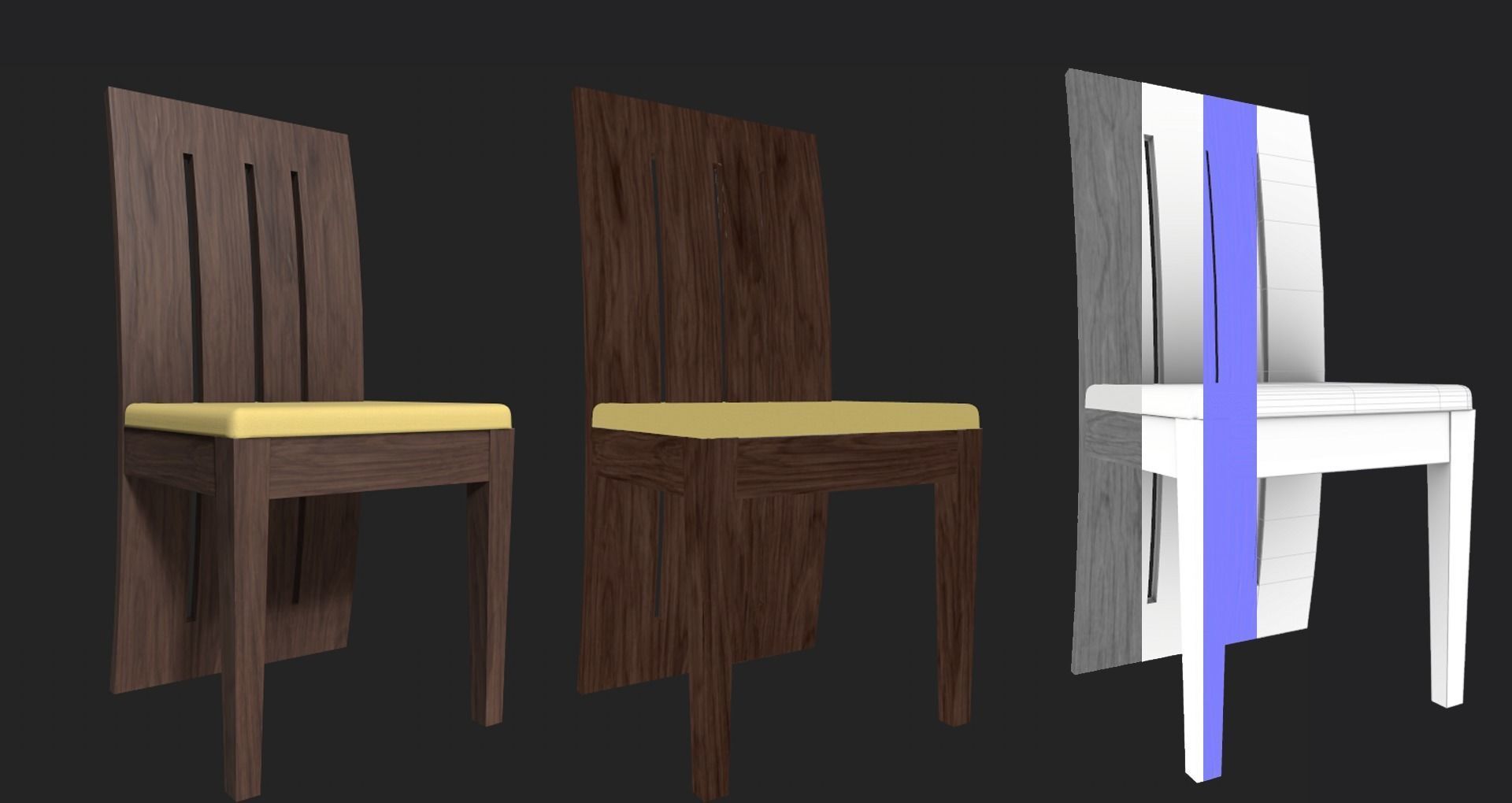 Set of 8 dining table set with chair Low-poly 3D model_47