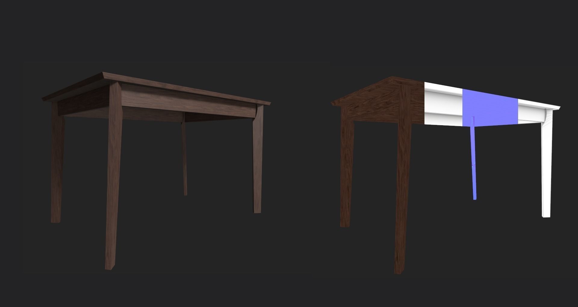 Set of 8 dining table set with chair Low-poly 3D model_34