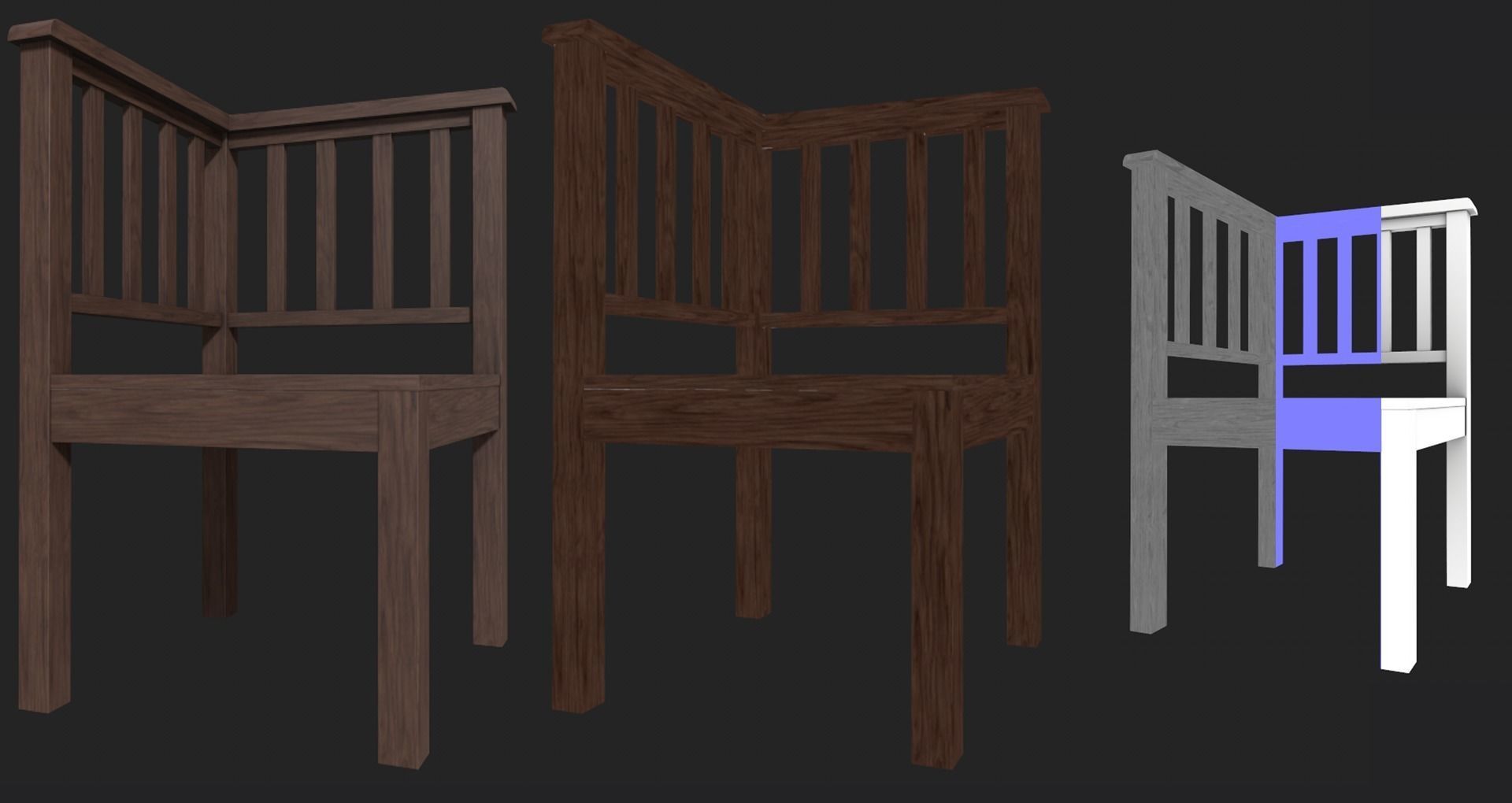 Set of 8 dining table set with chair Low-poly 3D model_52