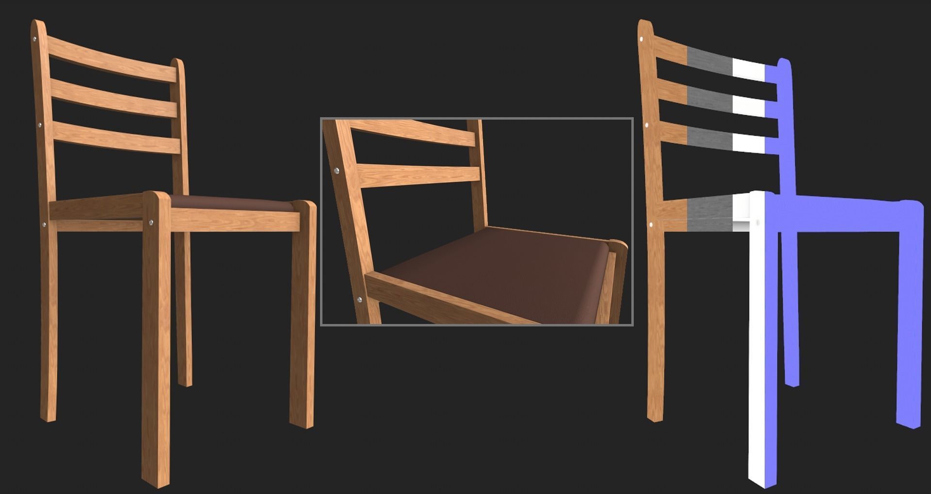 Set of 8 dining table set with chair Low-poly 3D model_22