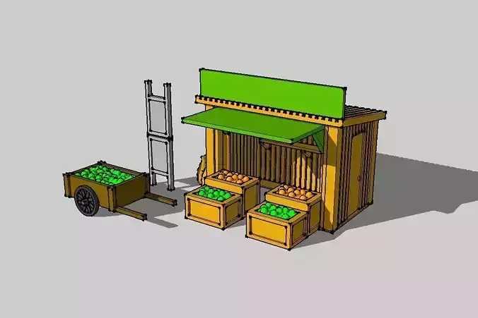 City Market Fresh Food Stand by Outland Models 3D Printable