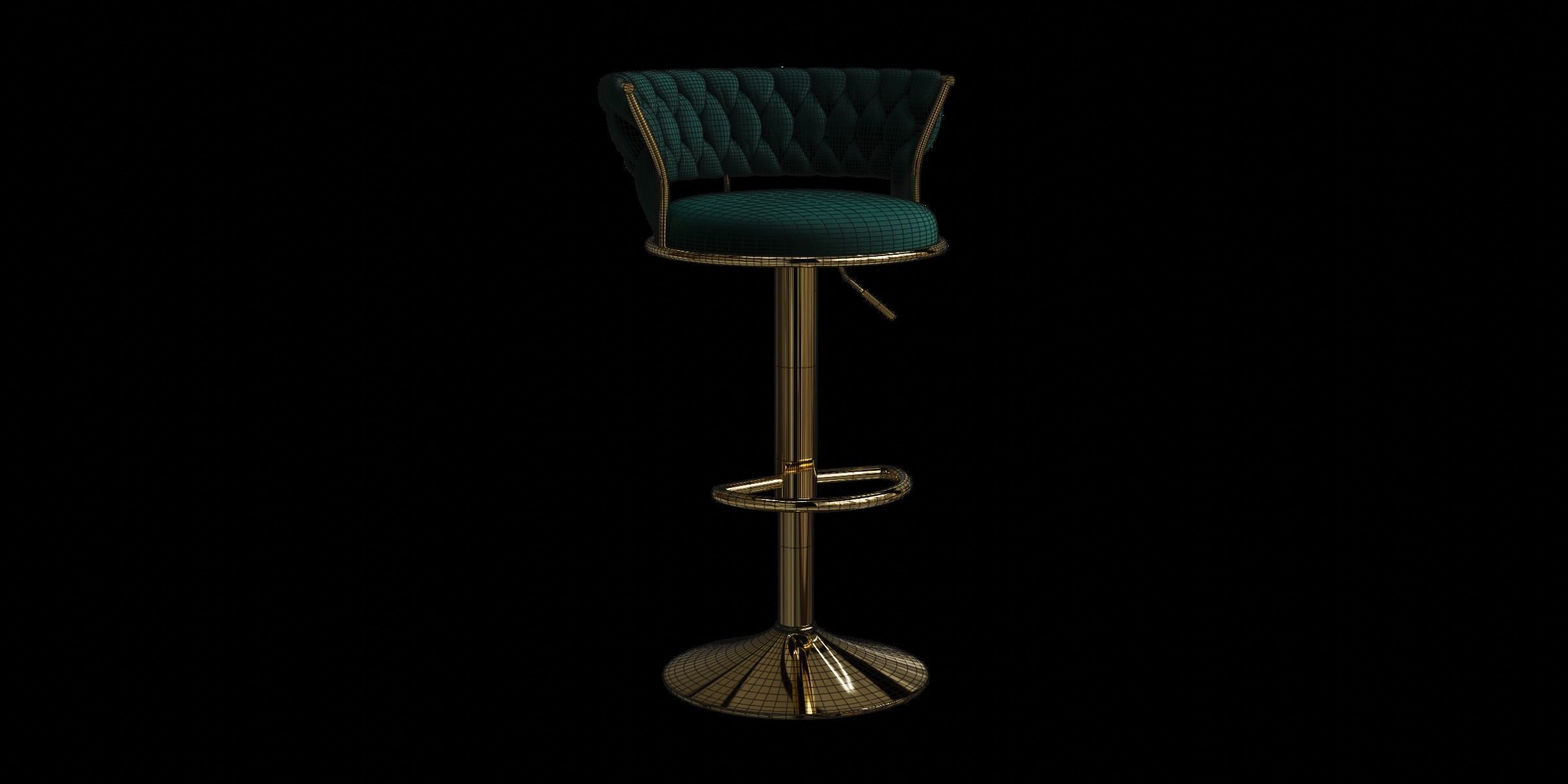 Vintage Swivel Adjustable Height Stool 3D model_4