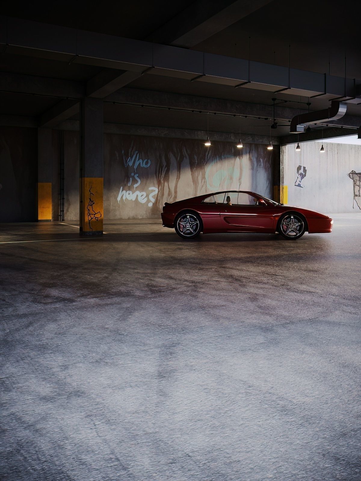 Parking garage with Ferrari sports car 3D model 3D model_10