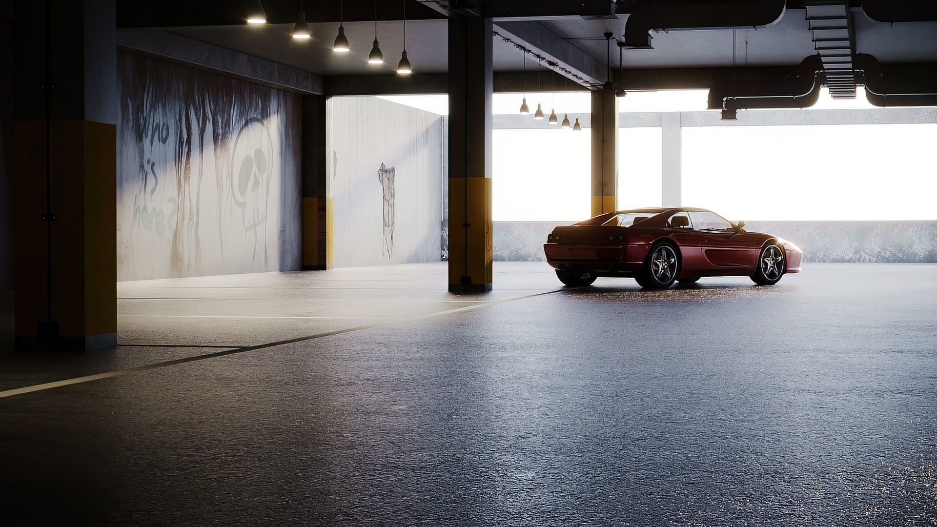 Parking garage with Ferrari sports car 3D model 3D model_4