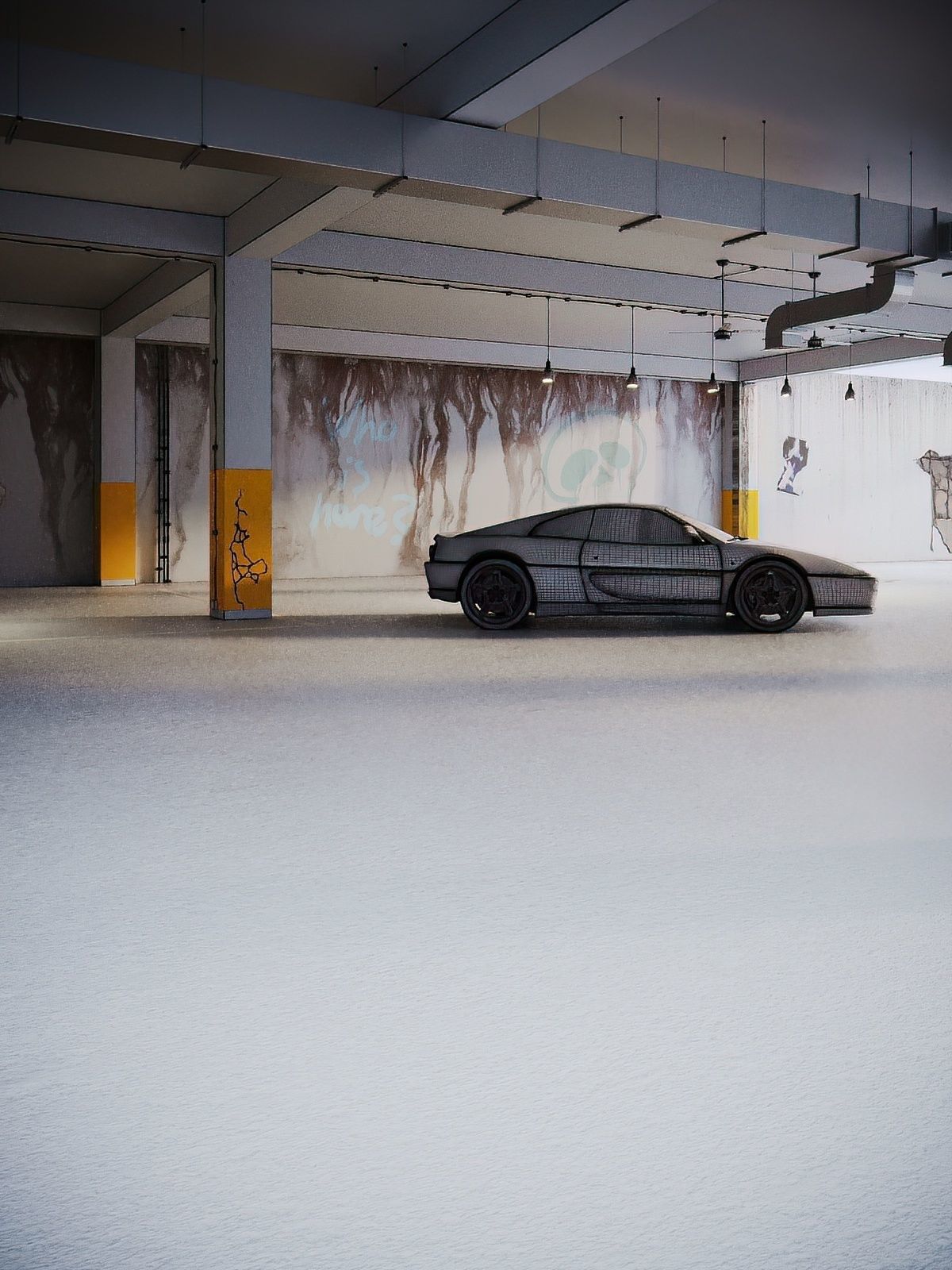 Parking garage with Ferrari sports car 3D model 3D model_11