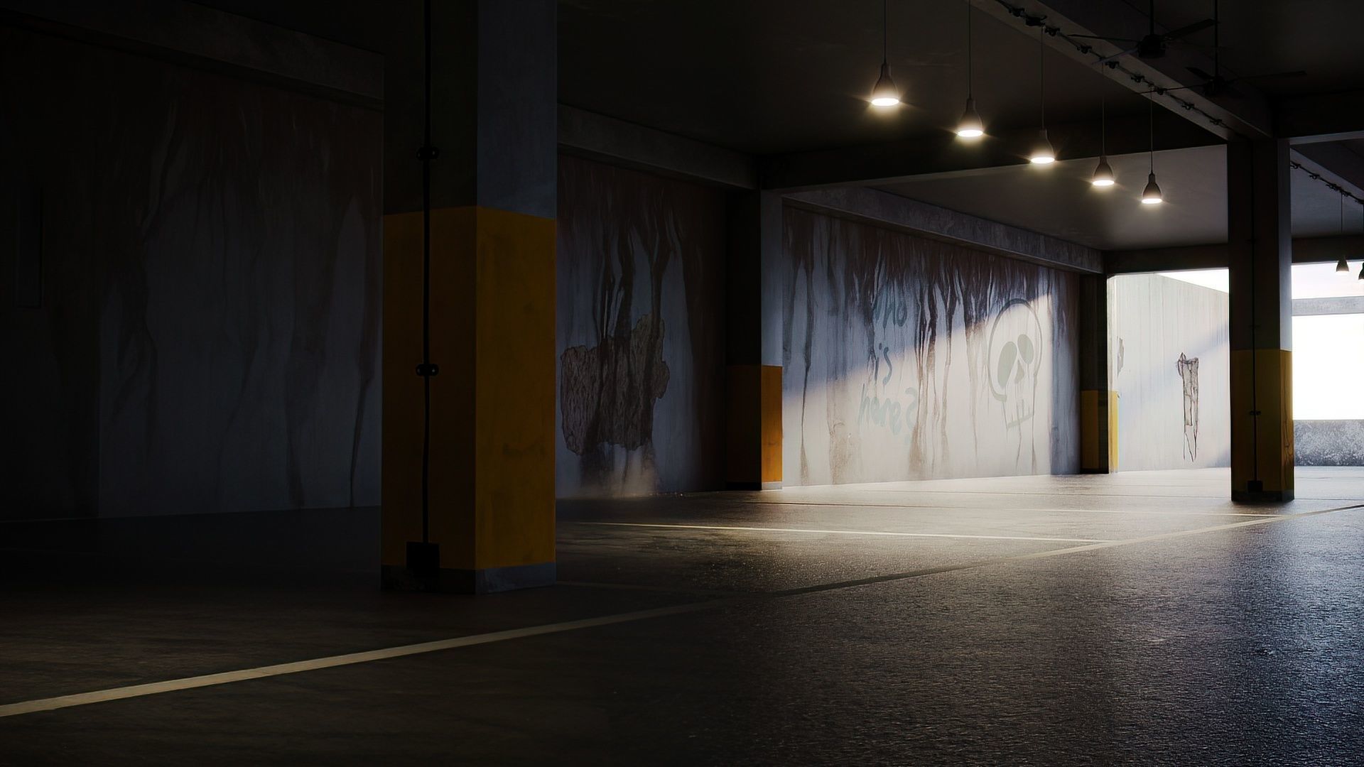 Parking garage with Ferrari sports car 3D model 3D model_6