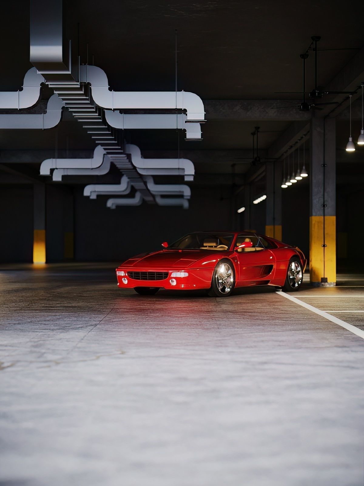 Parking garage with Ferrari sports car 3D model 3D model_2