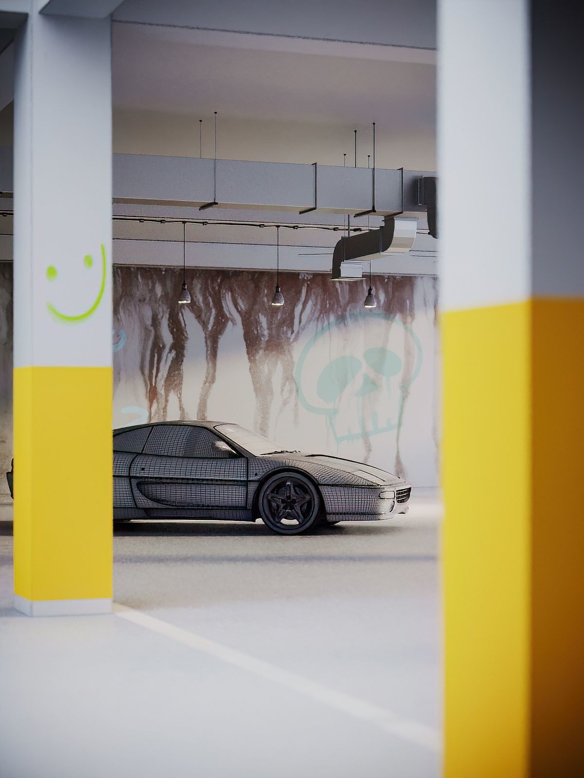 Parking garage with Ferrari sports car 3D model 3D model_9