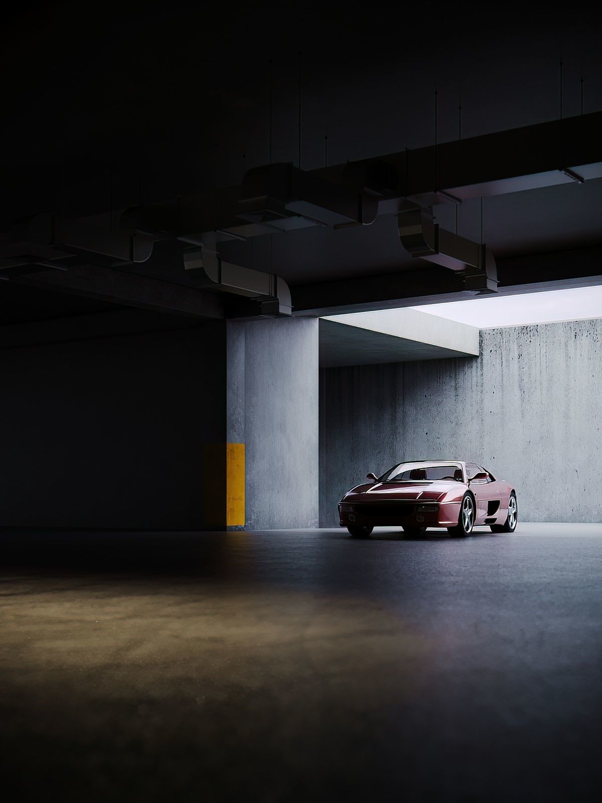 Parking garage with Ferrari sports car 3D model 3D model_12