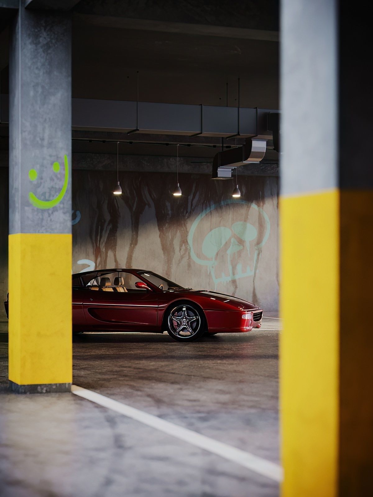 Parking garage with Ferrari sports car 3D model 3D model_8