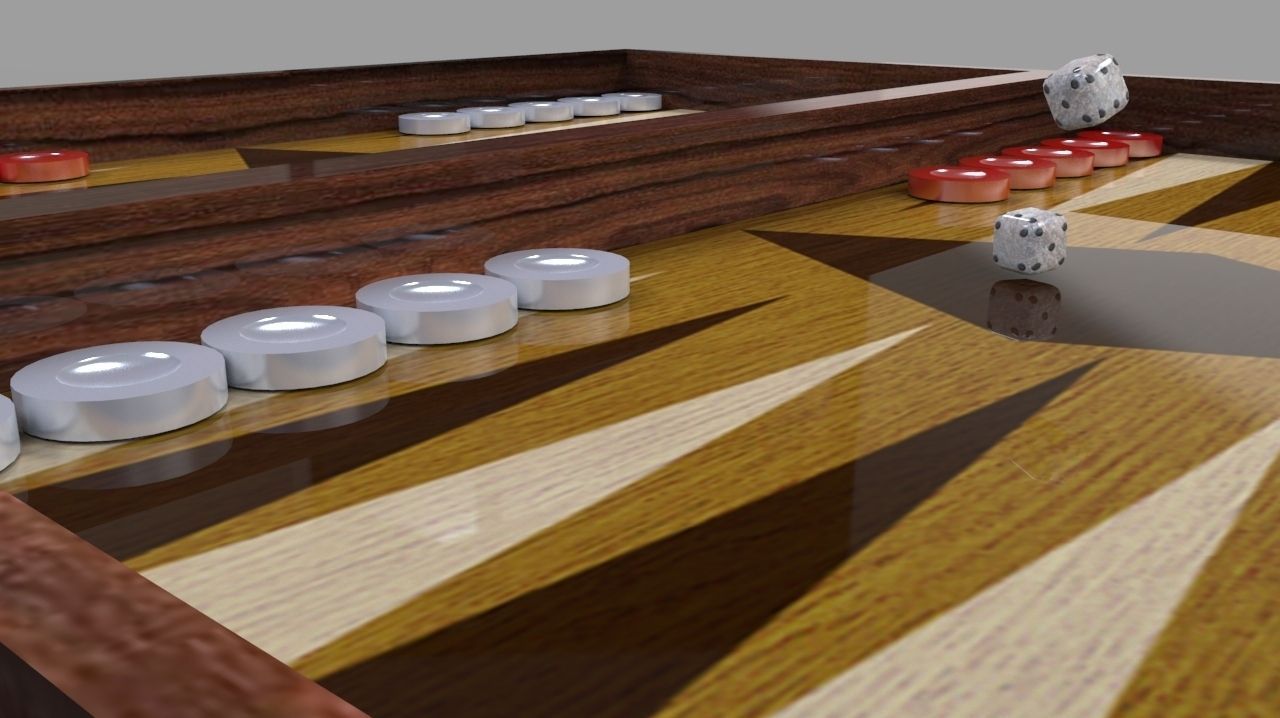 backgammon game 3D model_2