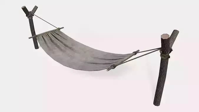 Lowpoly  old hammock Low-poly 3D model