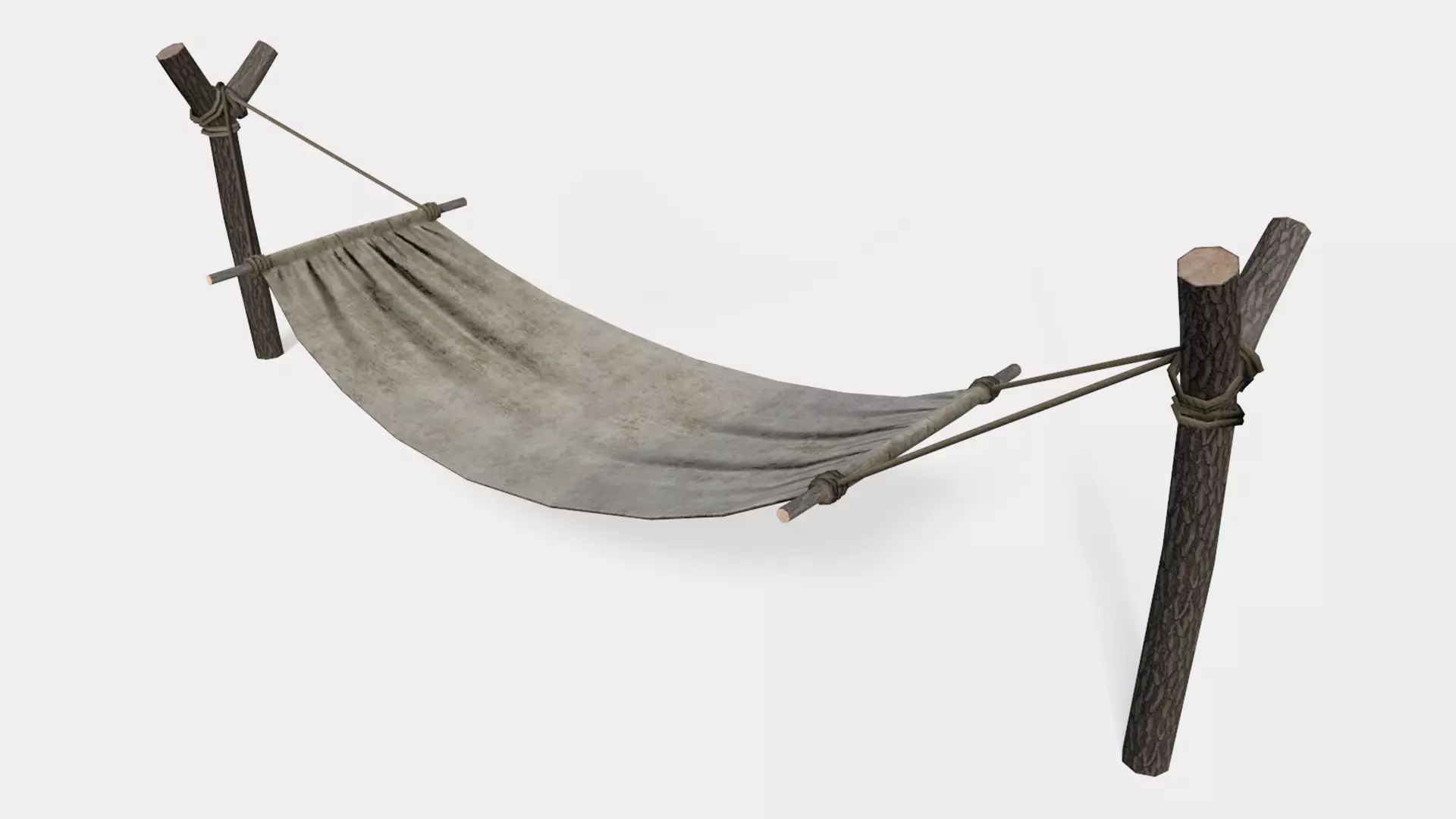 Lowpoly old hammock Low-poly 3D model