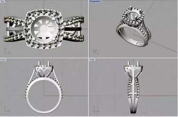  Ring Gold And Sliver 3D print model