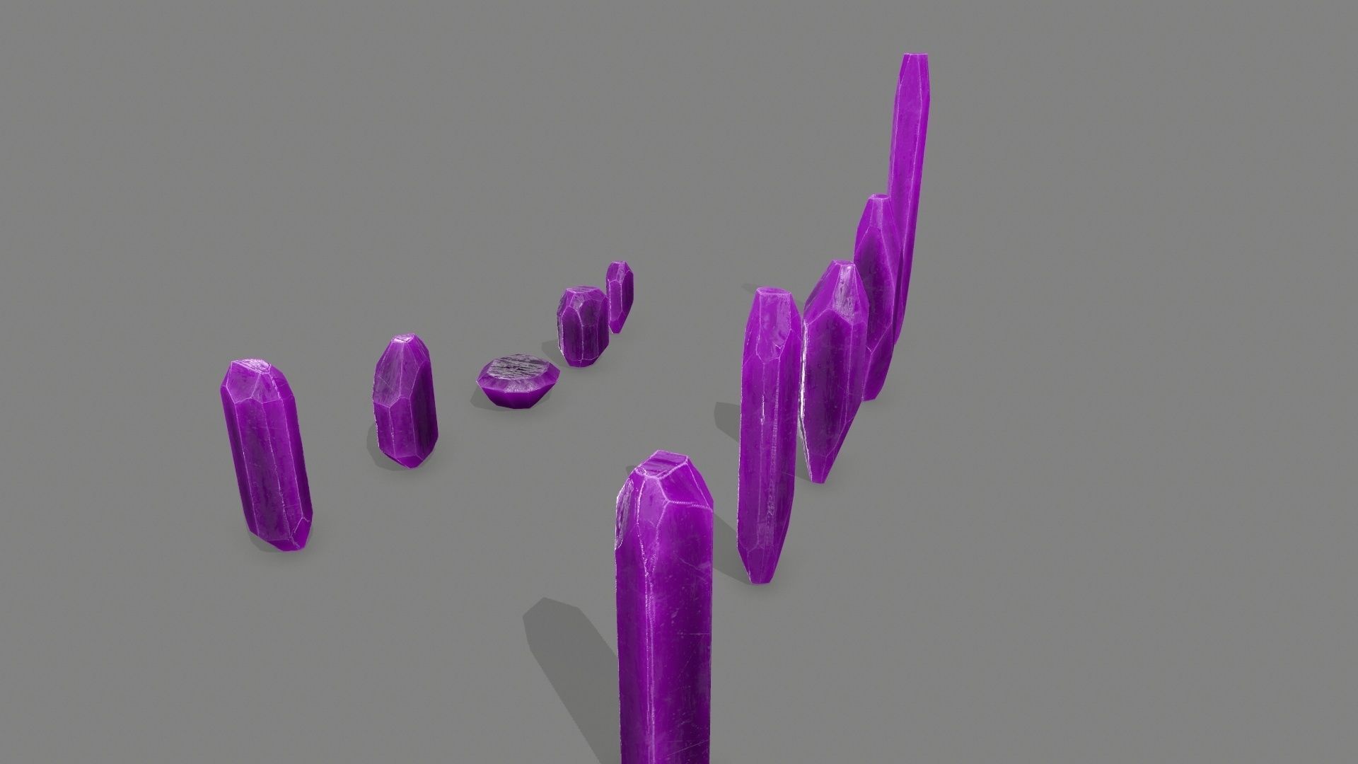 crystal set Low-poly 3D model_4