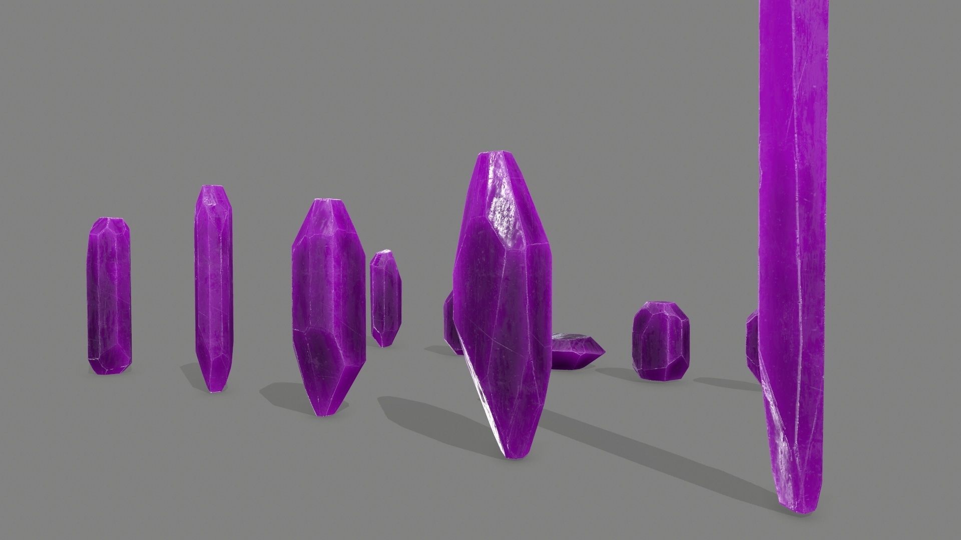 crystal set Low-poly 3D model_12