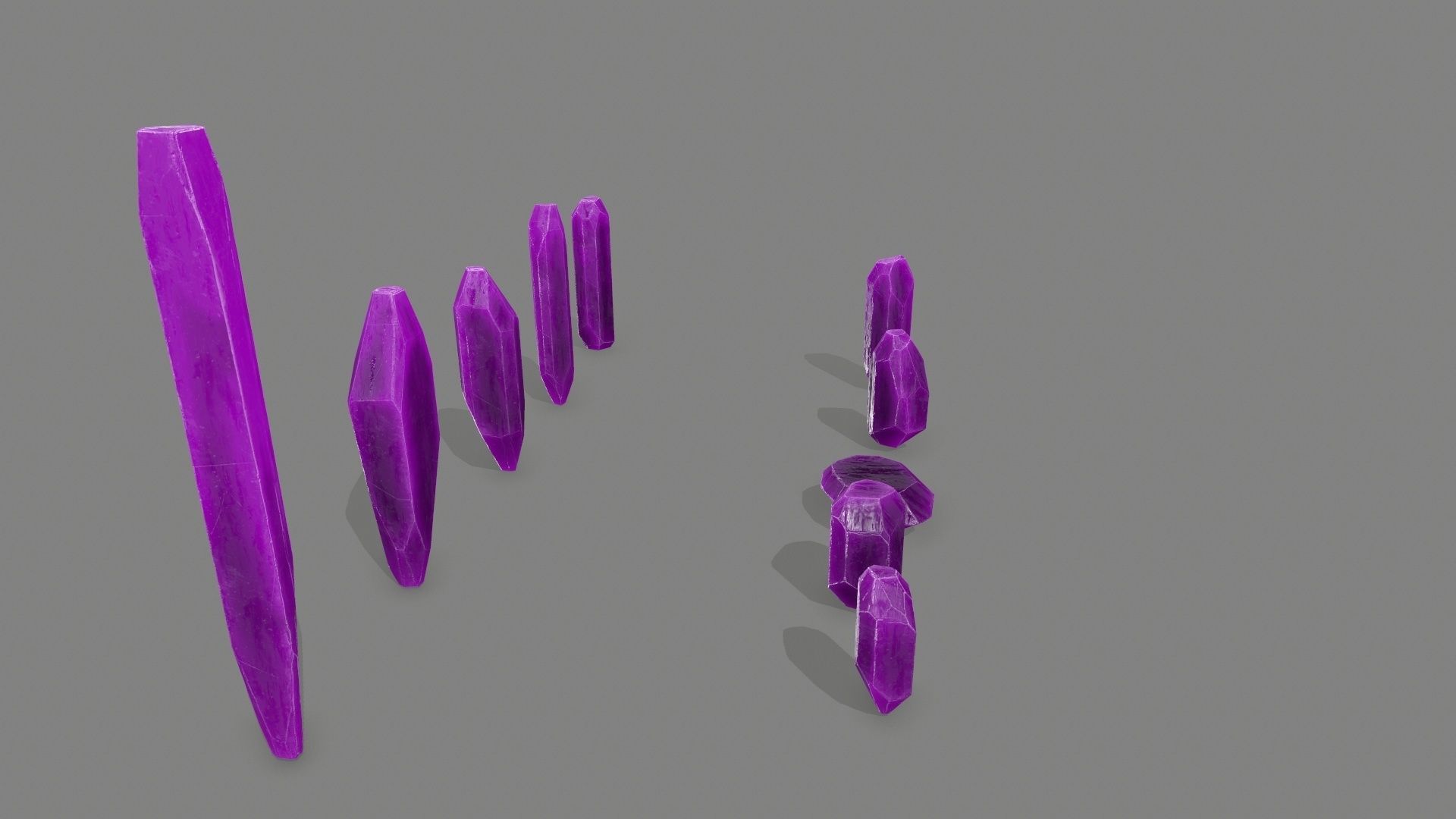 crystal set Low-poly 3D model_7
