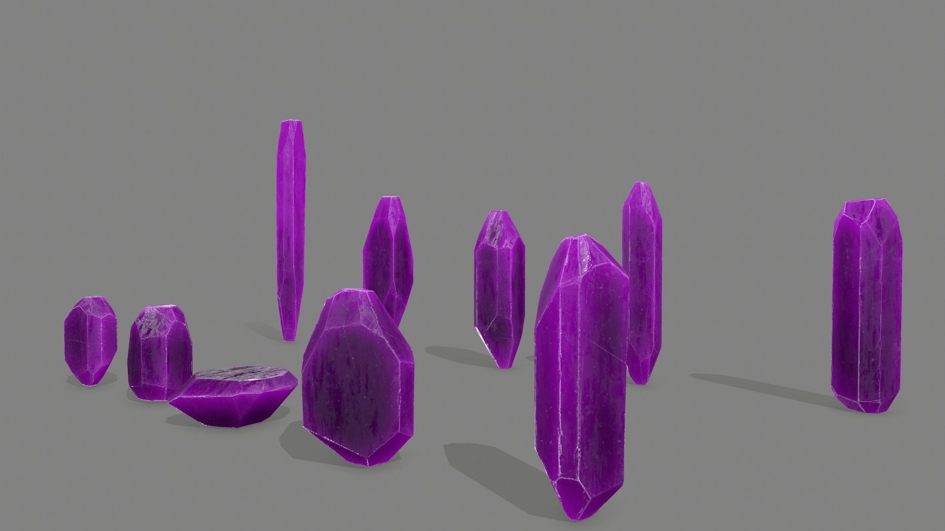 crystal set Low-poly 3D model_9