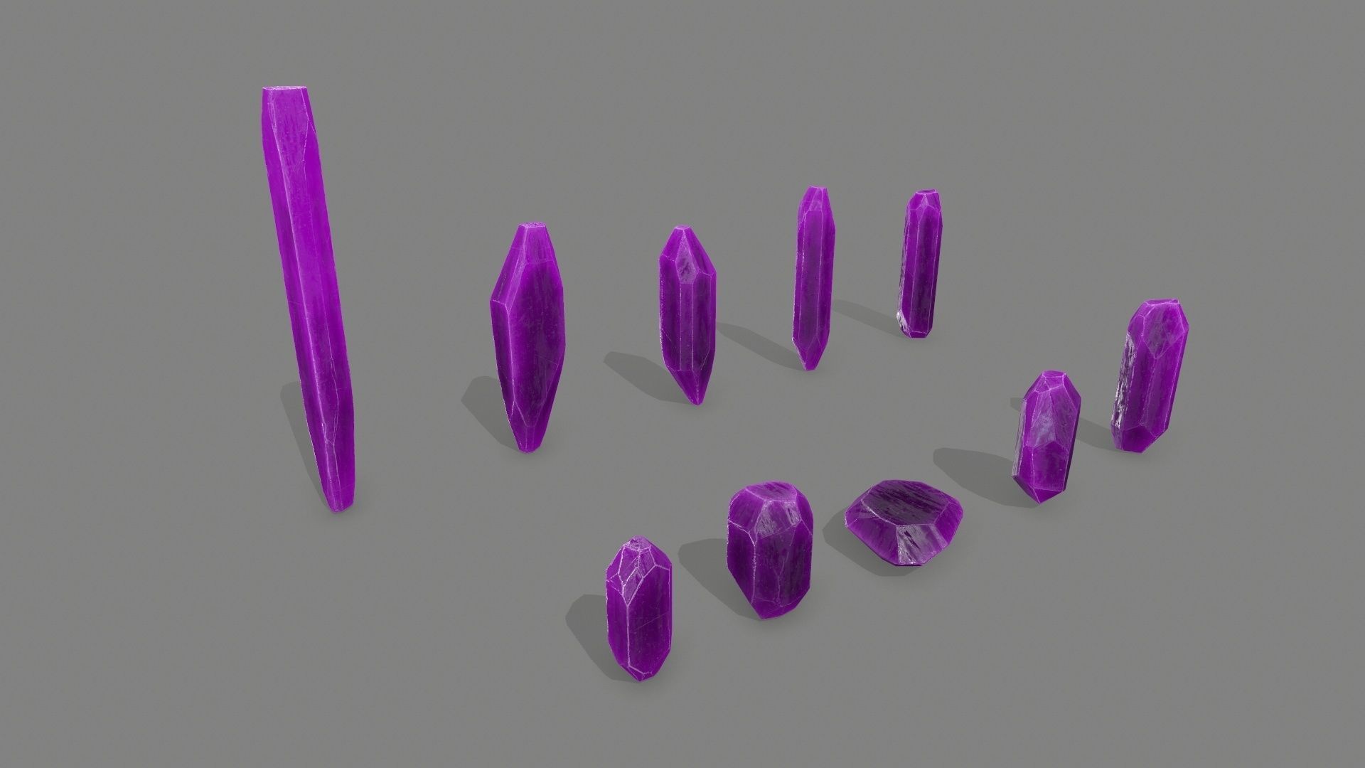 crystal set Low-poly 3D model_8
