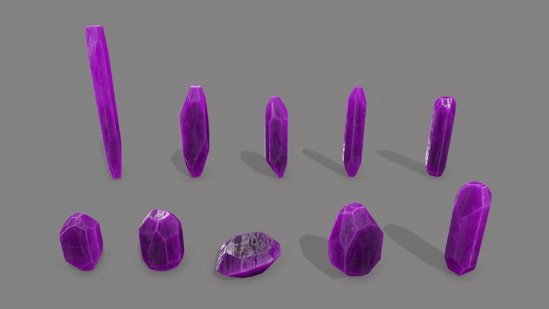 crystal set Low-poly 3D model_0