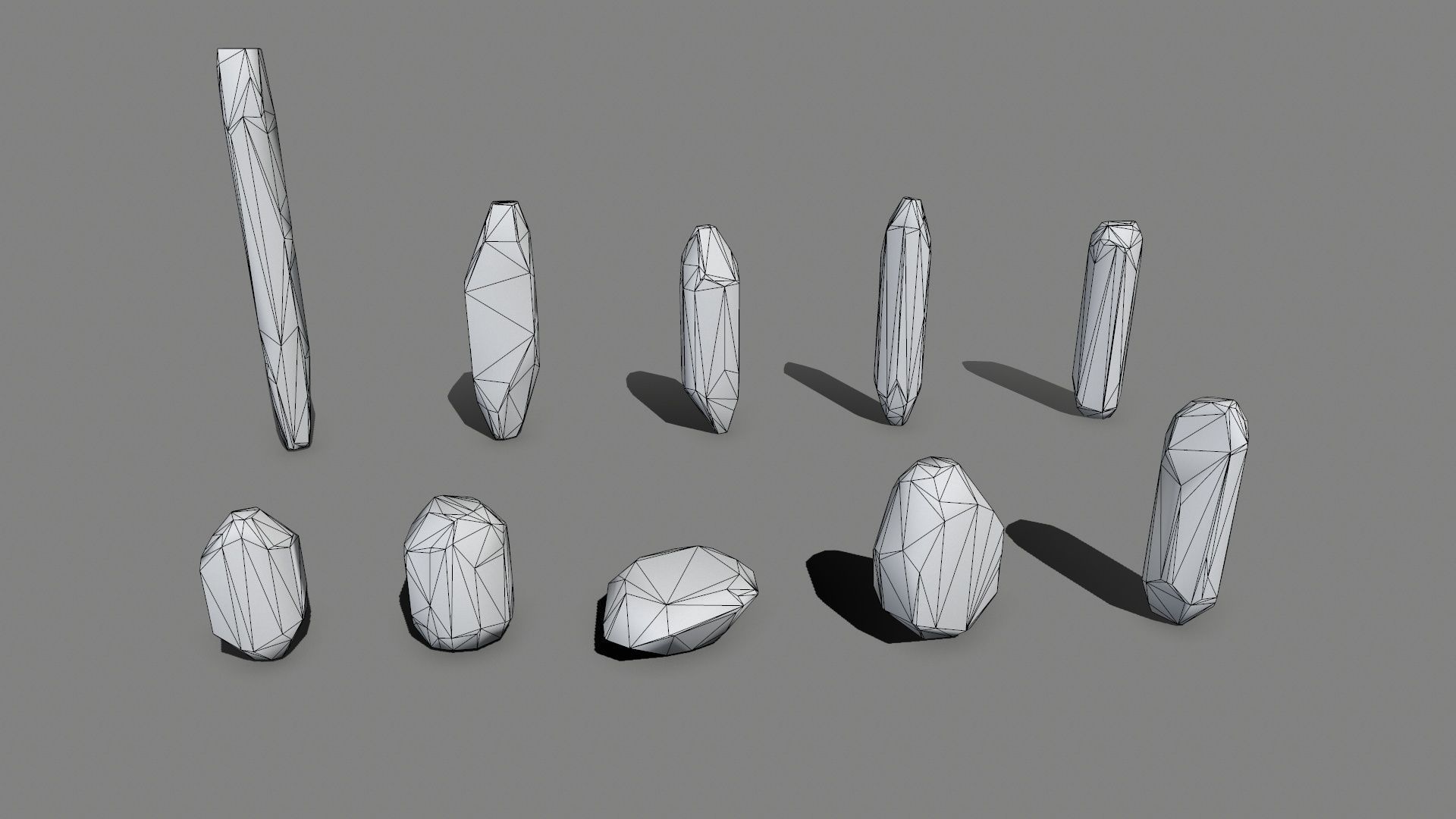 crystal set Low-poly 3D model_15
