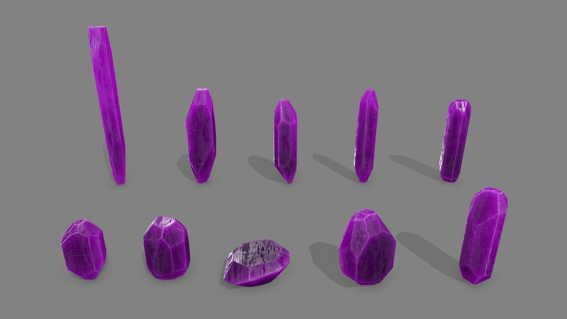 crystal set Low-poly 3D model_1