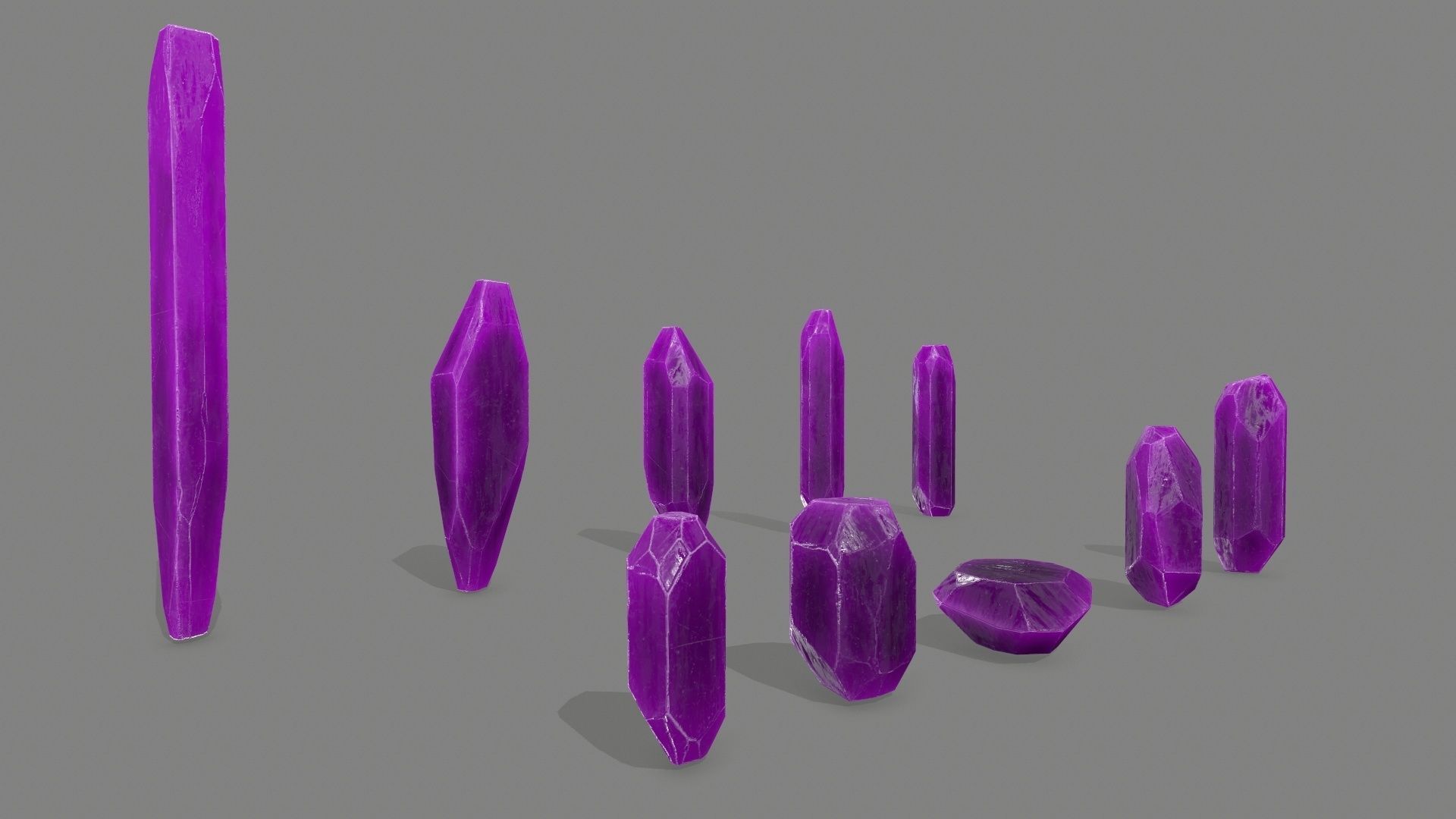 crystal set Low-poly 3D model_10