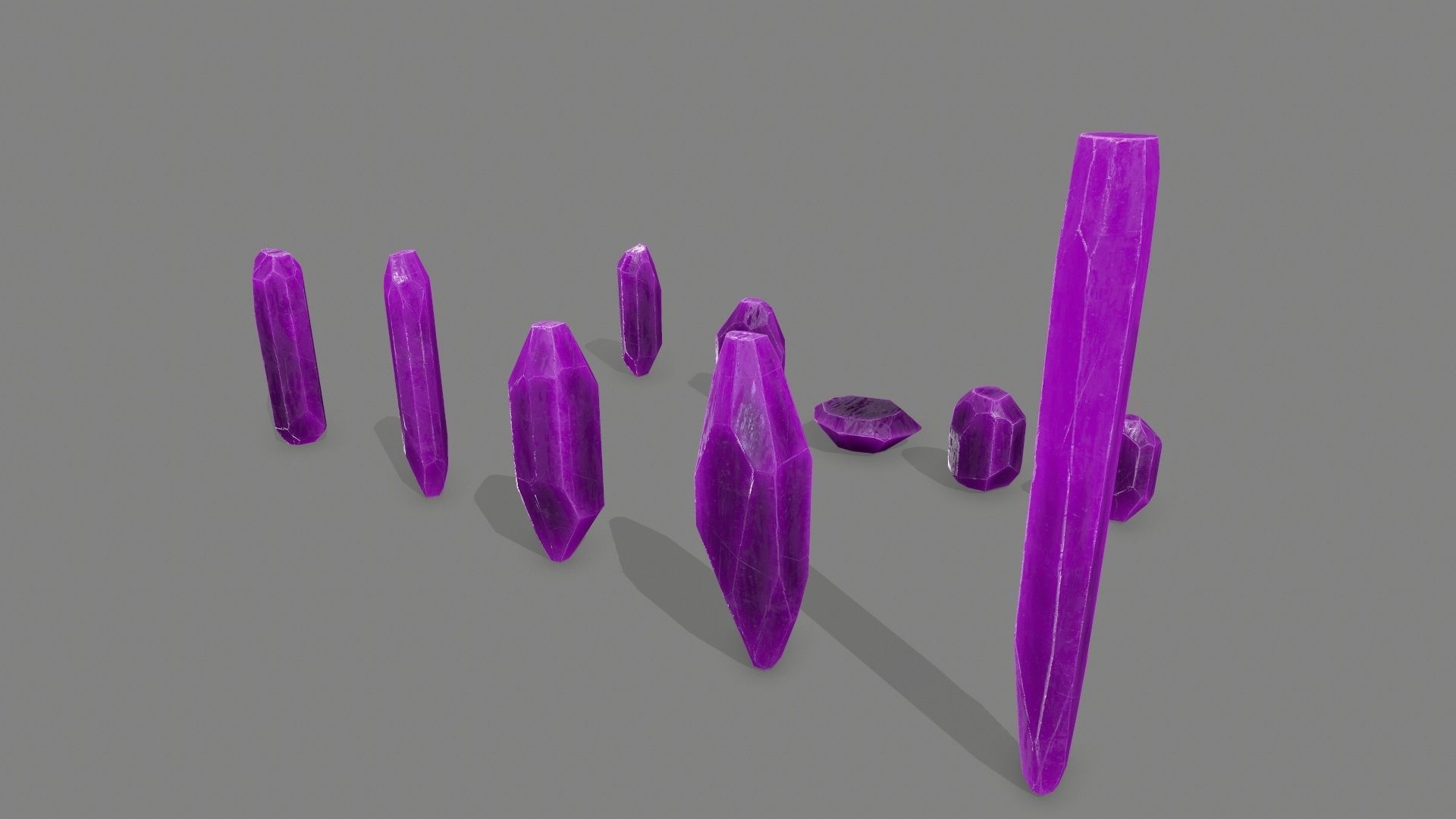 crystal set Low-poly 3D model_6
