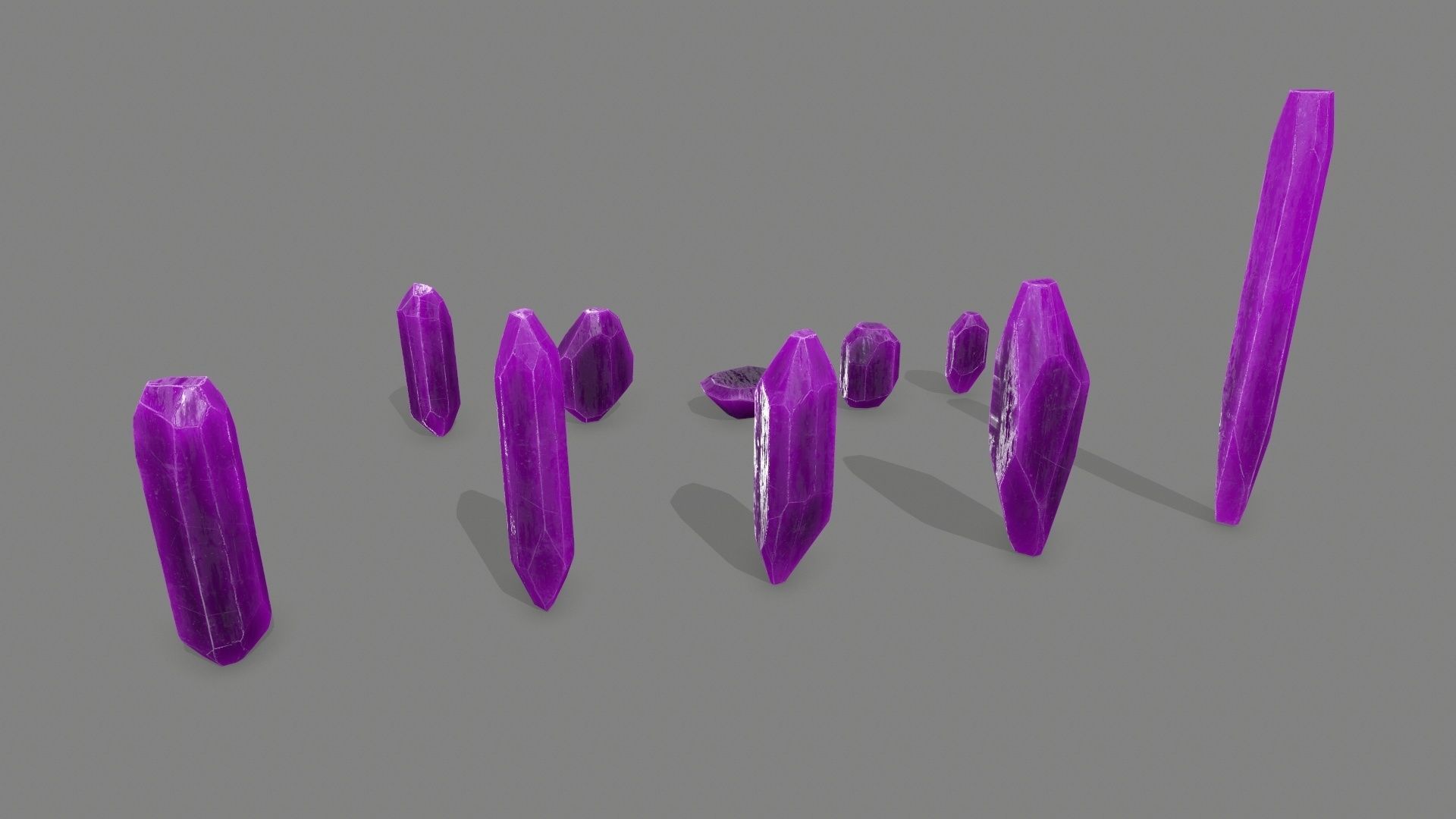 crystal set Low-poly 3D model_5