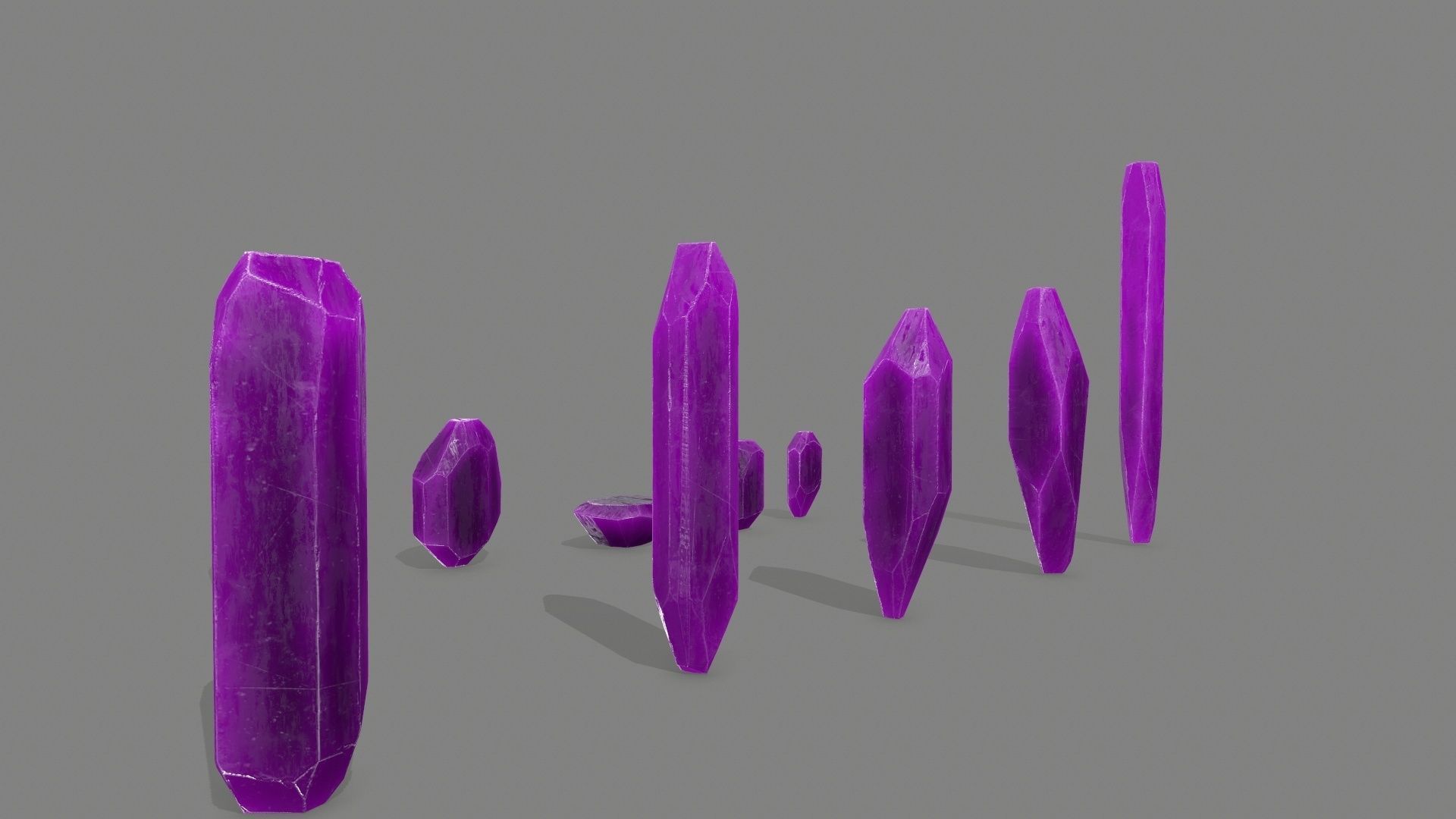 crystal set Low-poly 3D model_13