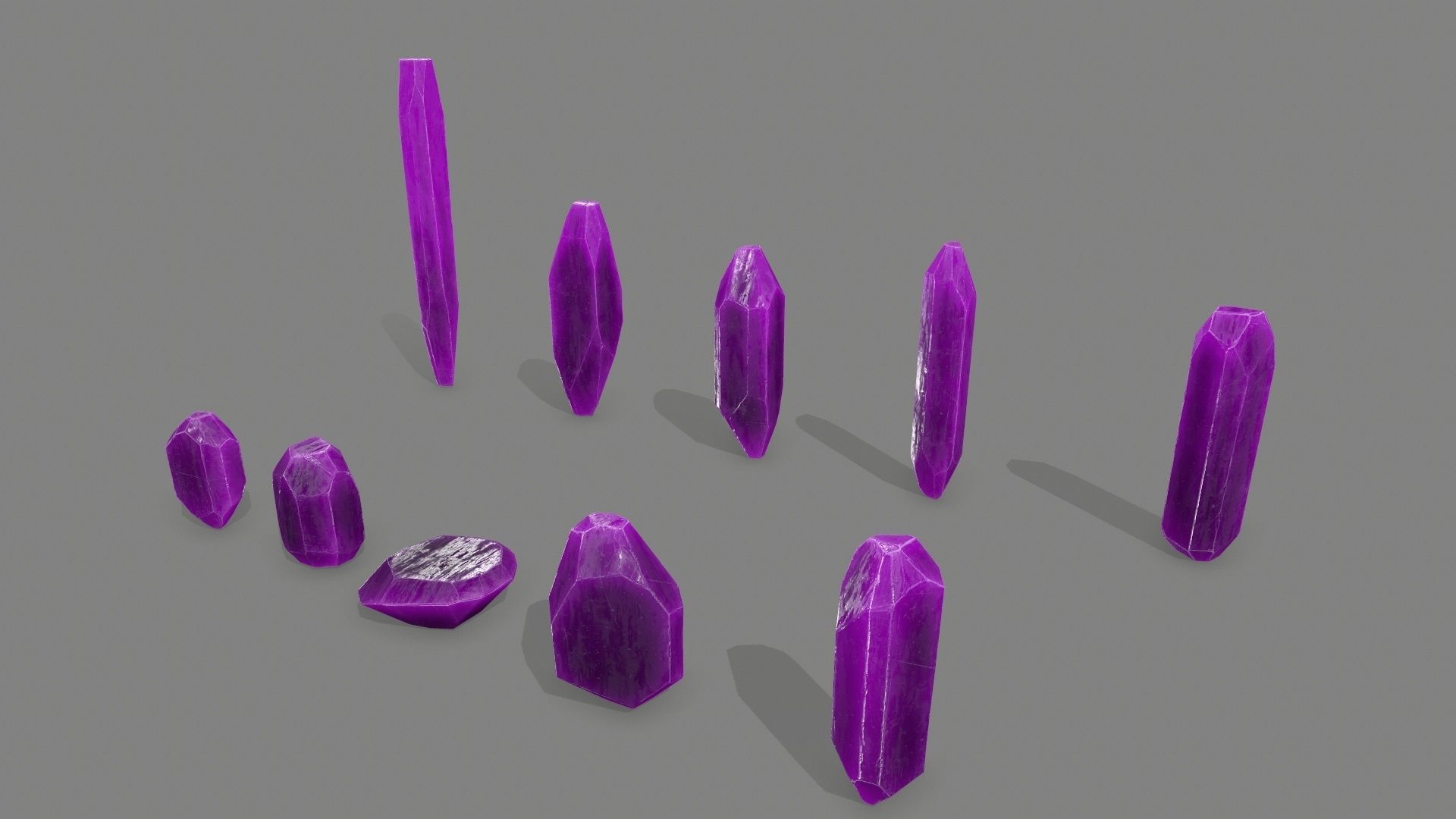 crystal set Low-poly 3D model_2