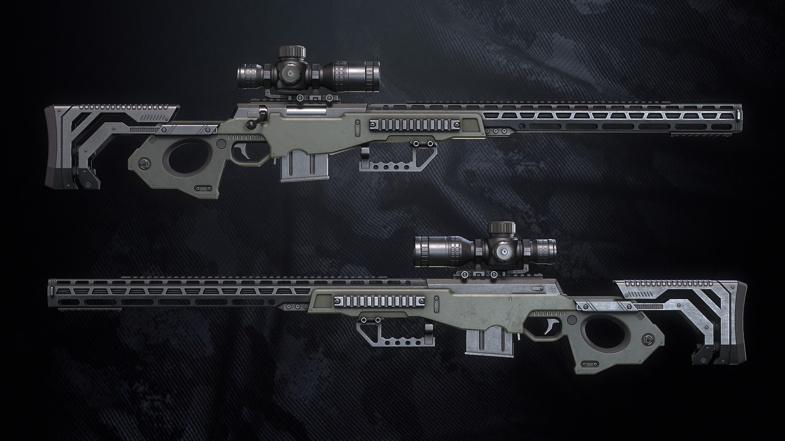 SR S96 Sniper Rifle With Hands Low-poly 3D model_9