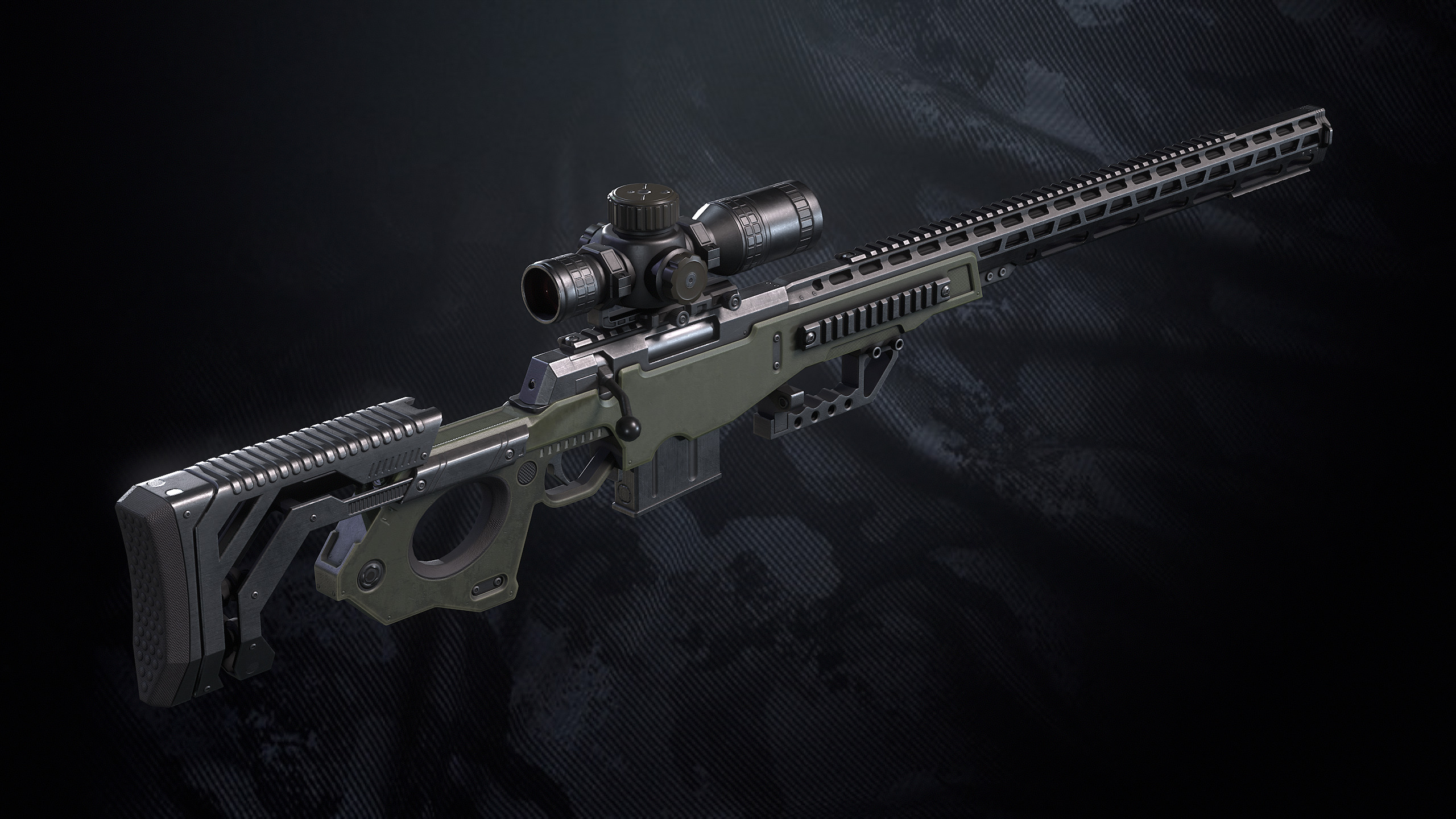 SR S96 Sniper Rifle With Hands Low-poly 3D model_10