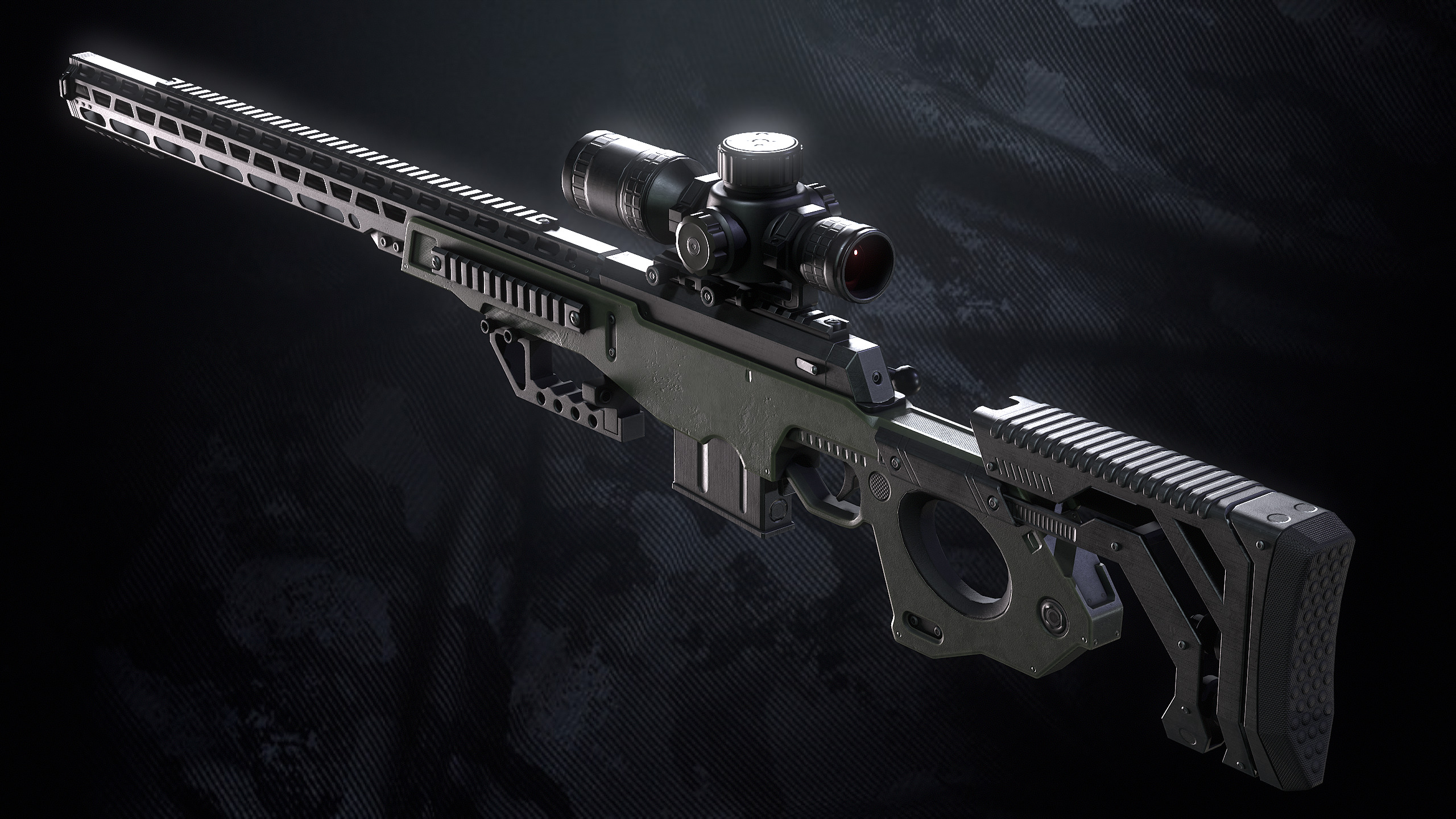 SR S96 Sniper Rifle With Hands Low-poly 3D model_17