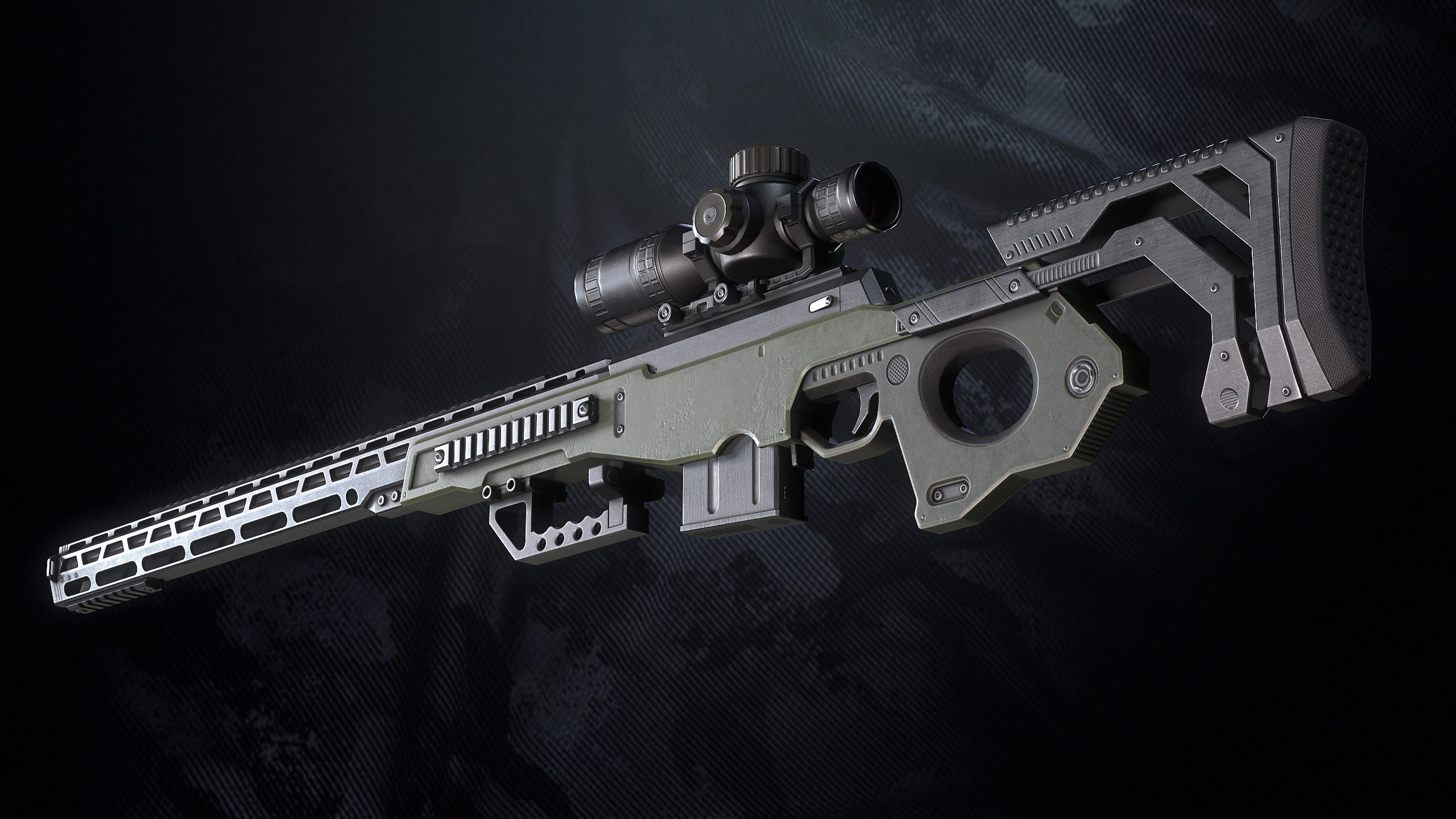 SR S96 Sniper Rifle With Hands Low-poly 3D model_12