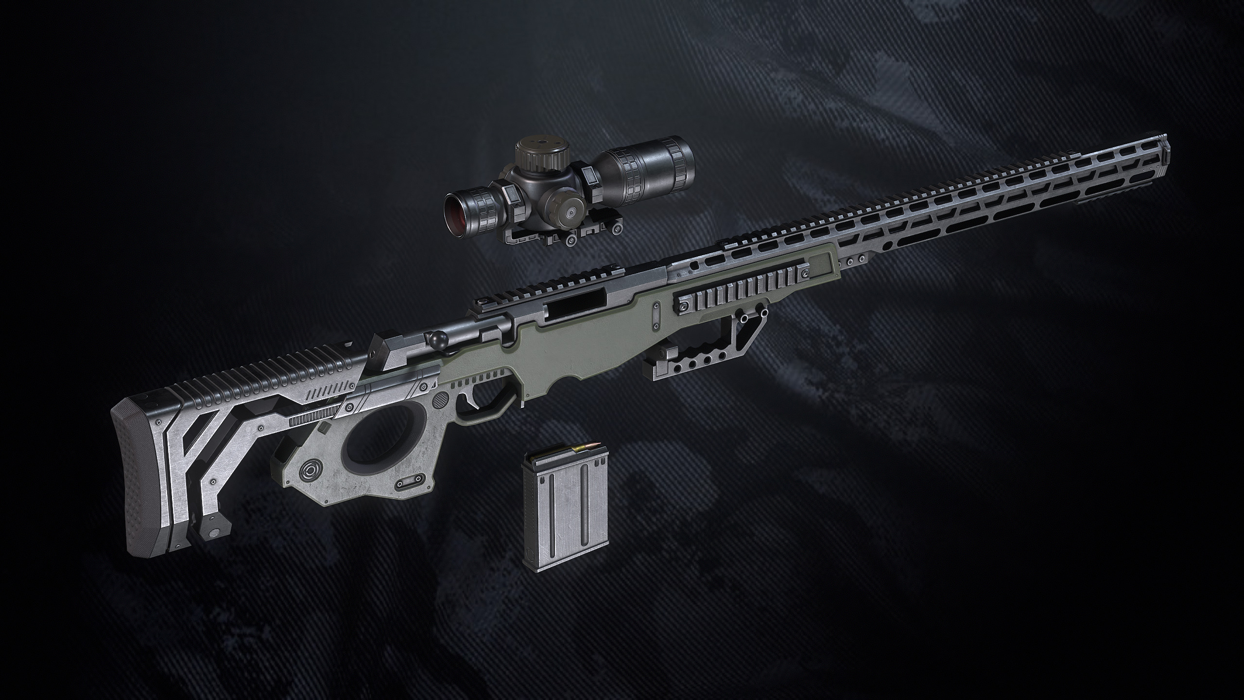 SR S96 Sniper Rifle With Hands Low-poly 3D model_13