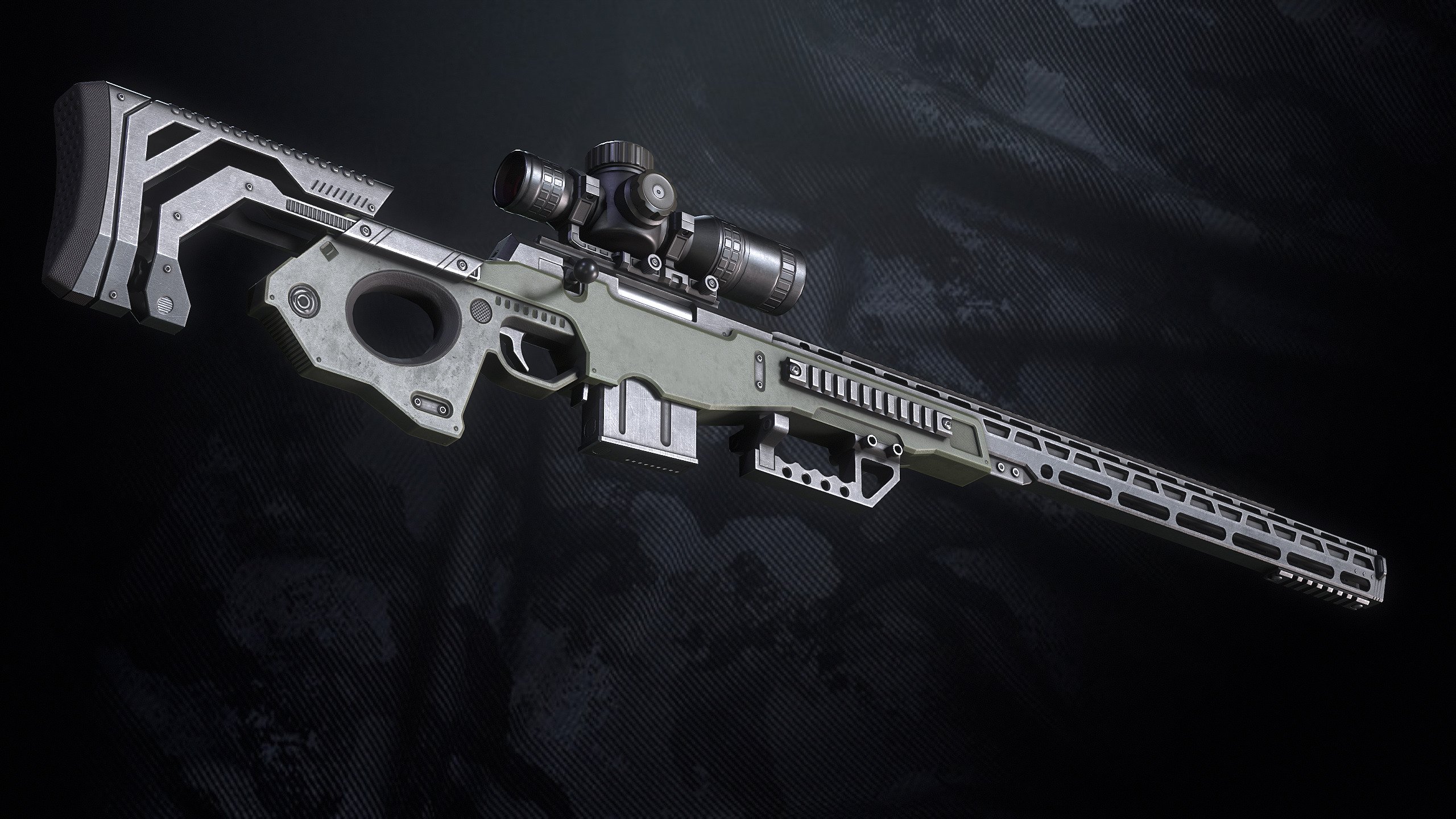 SR S96 Sniper Rifle With Hands Low-poly 3D model_8