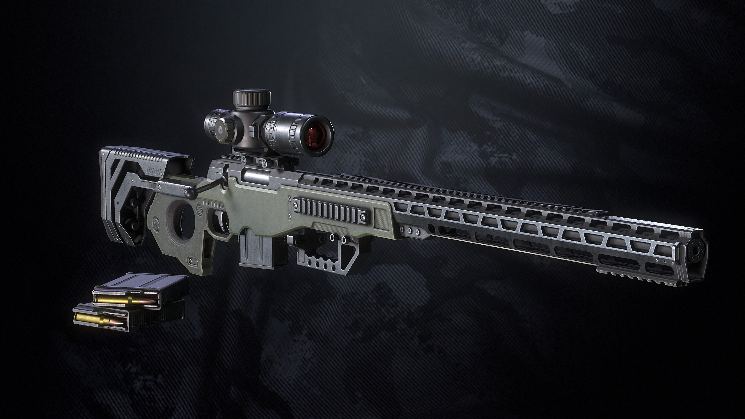 SR S96 Sniper Rifle With Hands Low-poly 3D model_14