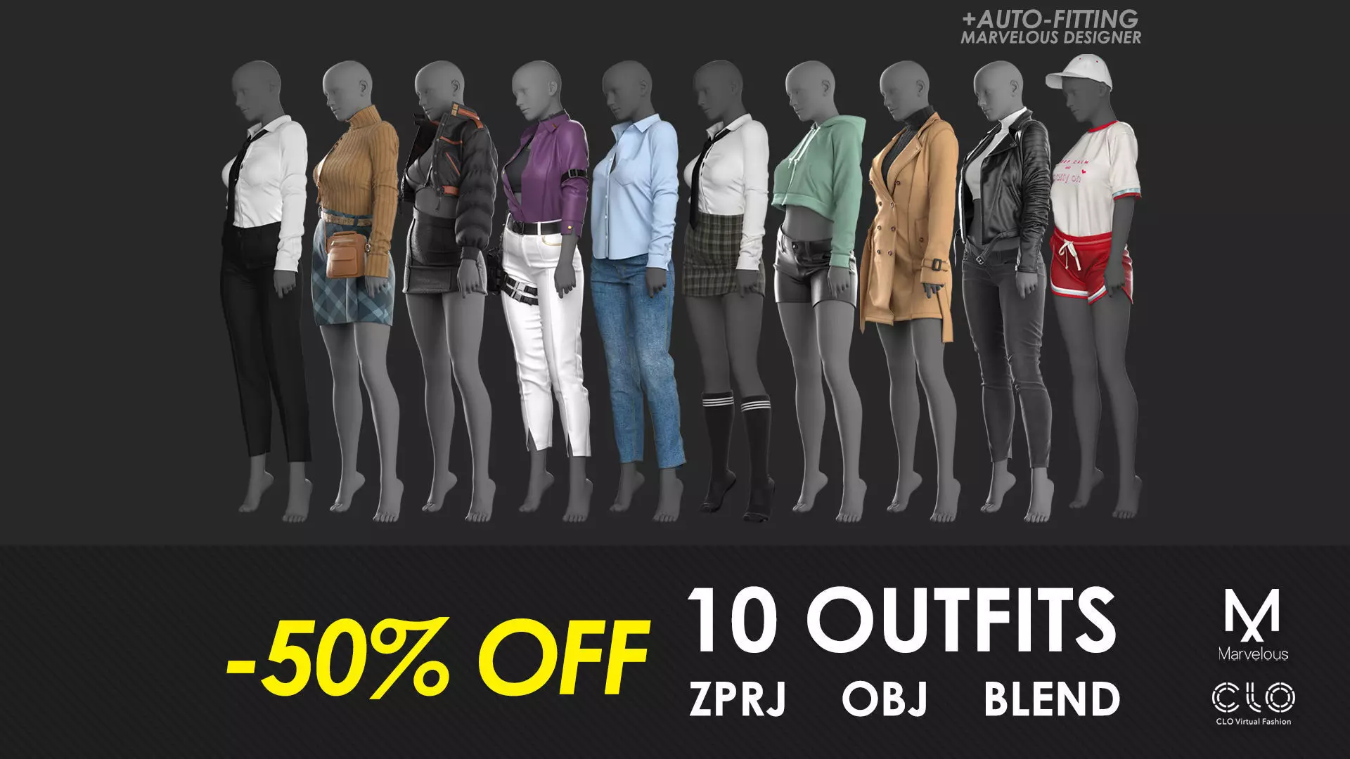 10 Outfits VOL 4 - Marvelous - CLO Project file 3D Model Collection_0