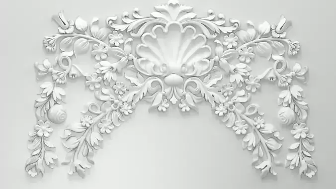 Elegant Floral Relief 3D Model with Decorative Motifs