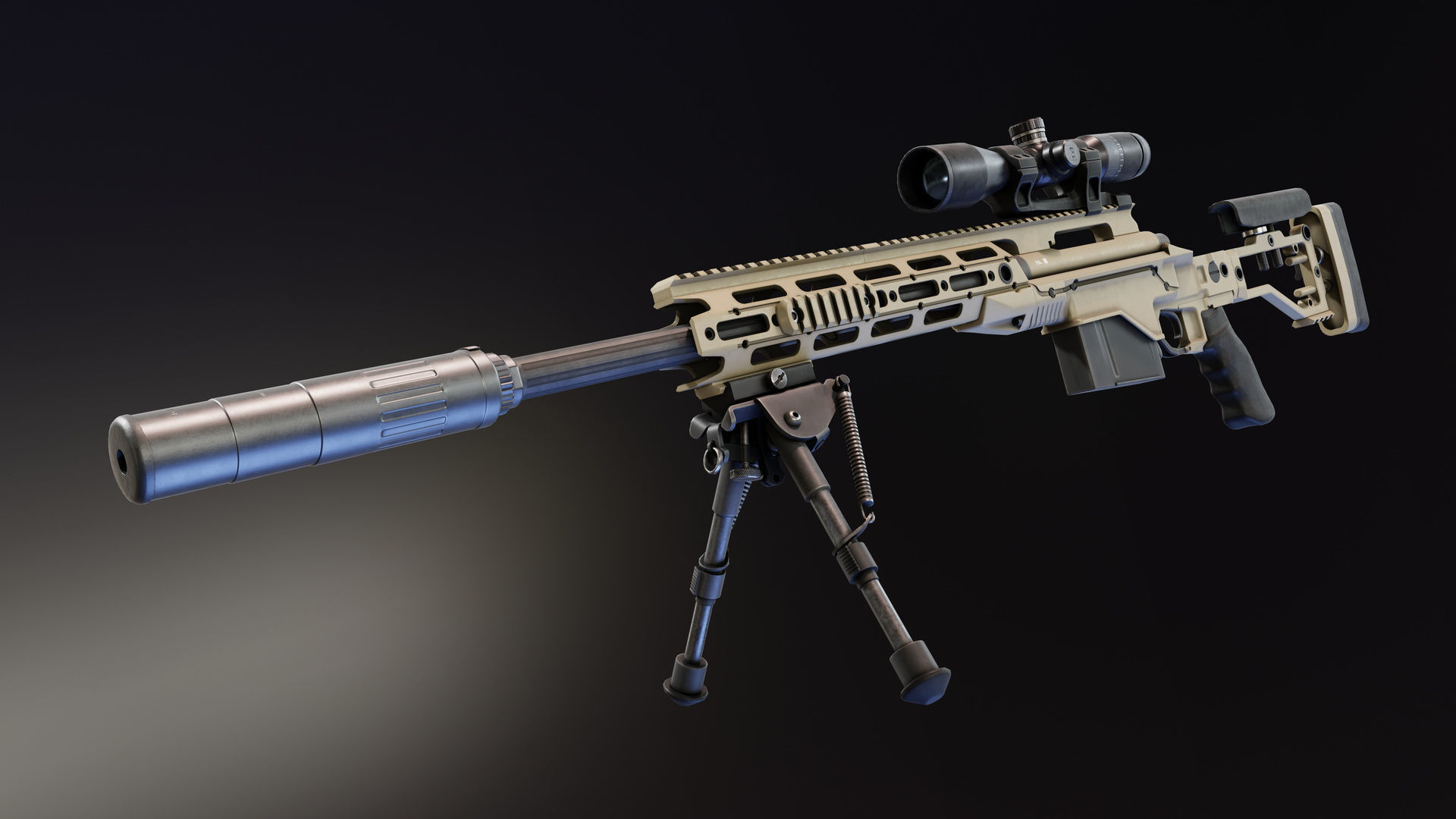 CSR USASOC Sniper Rifle Low-poly 3D model_4