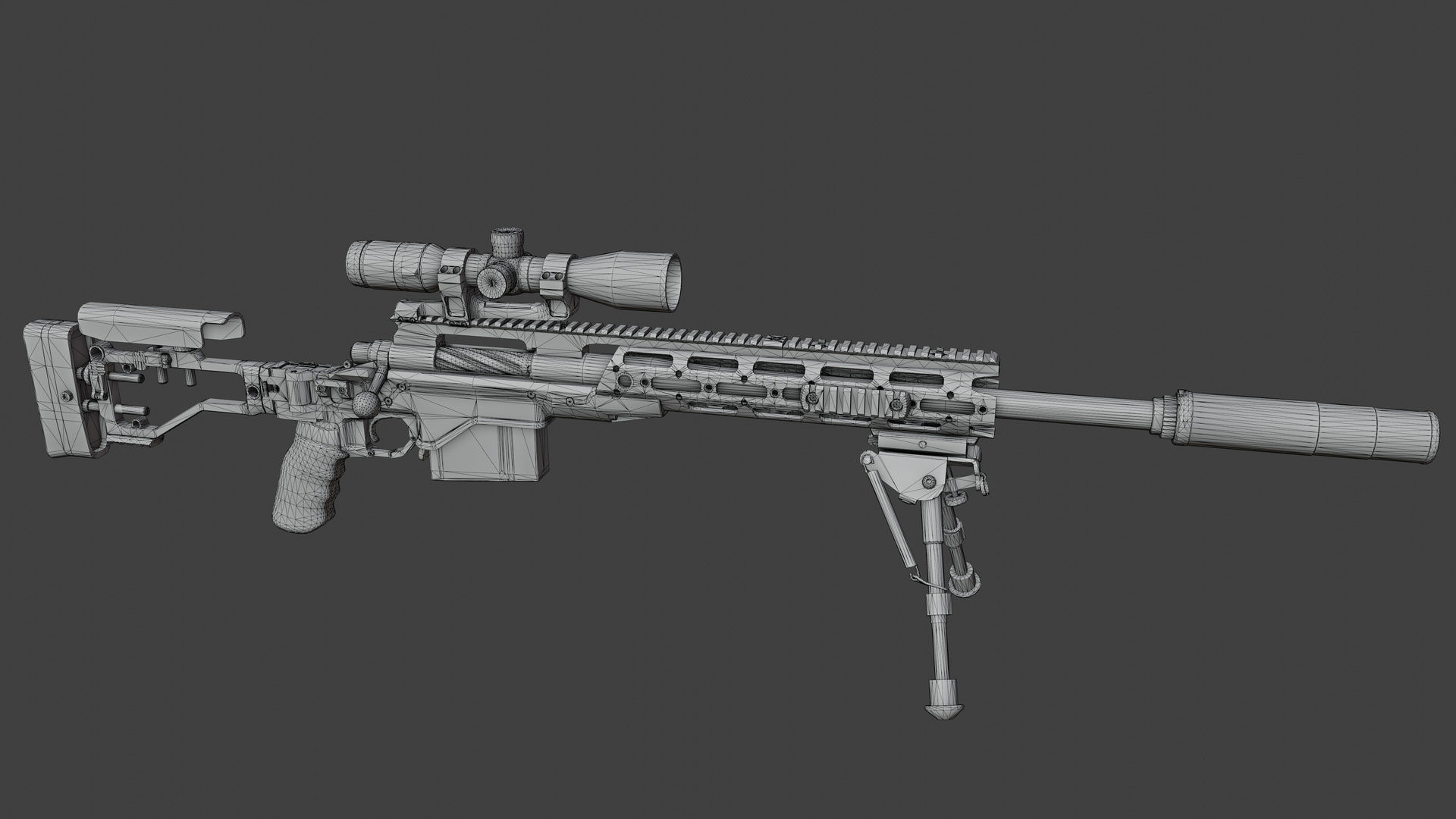 CSR USASOC Sniper Rifle Low-poly 3D model_6