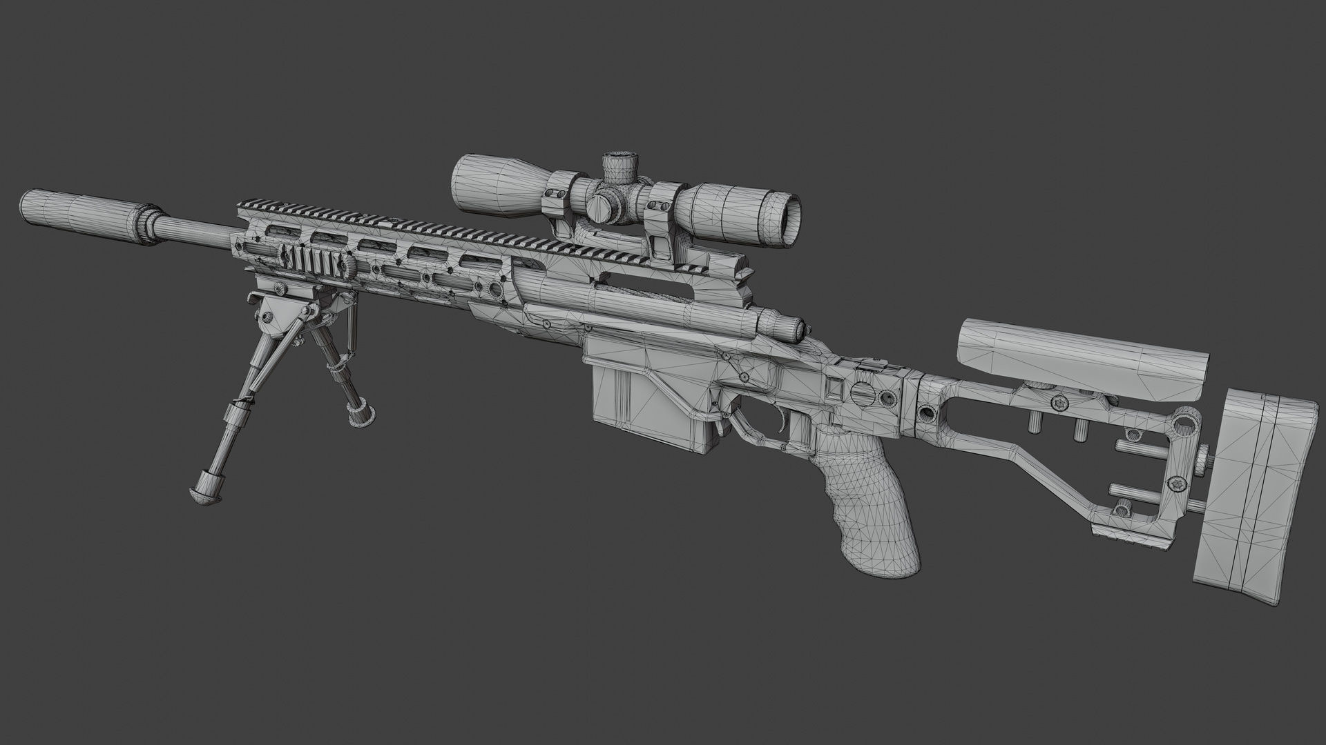 CSR USASOC Sniper Rifle Low-poly 3D model_7