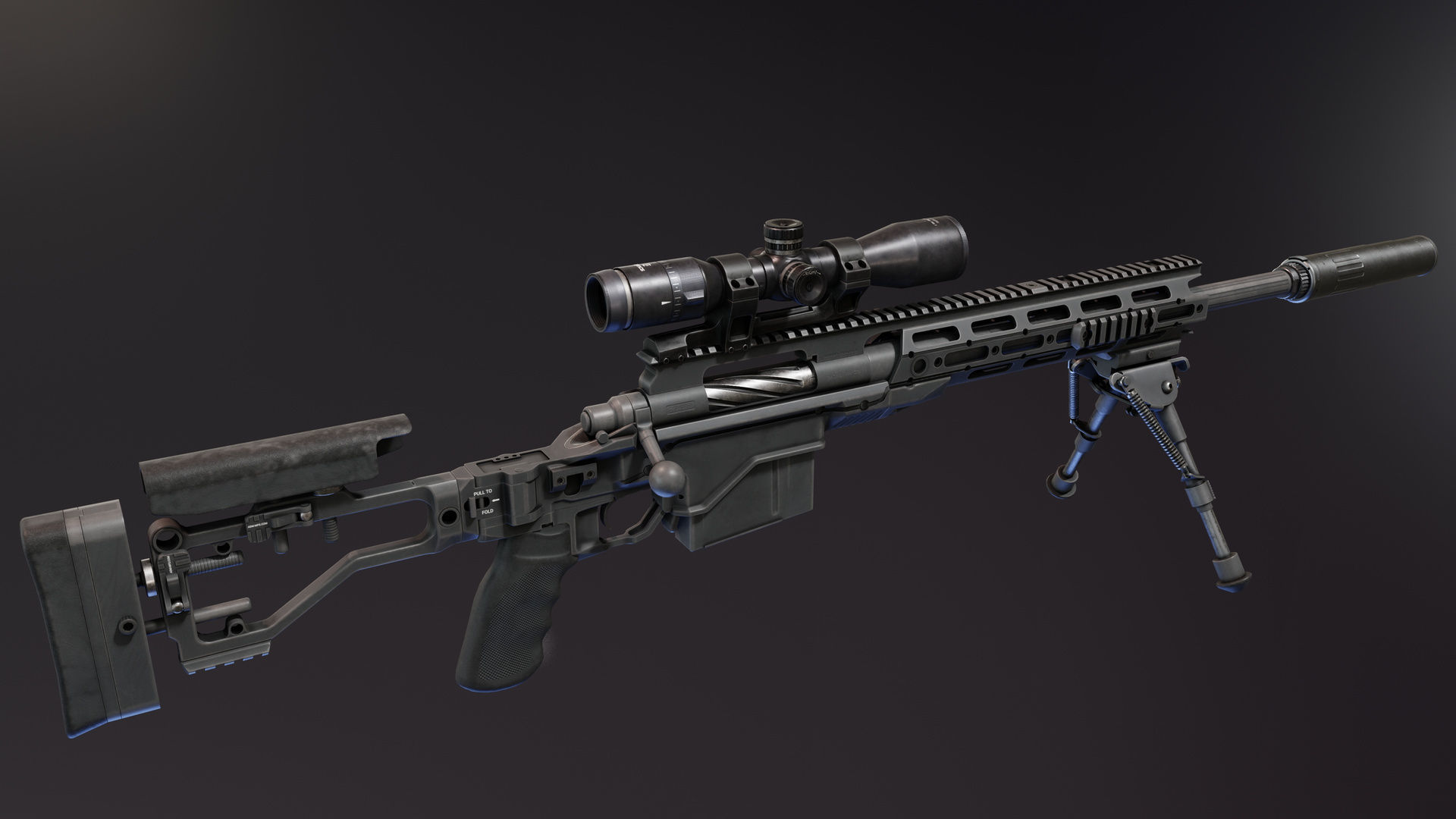 CSR USASOC Sniper Rifle Low-poly 3D model_2