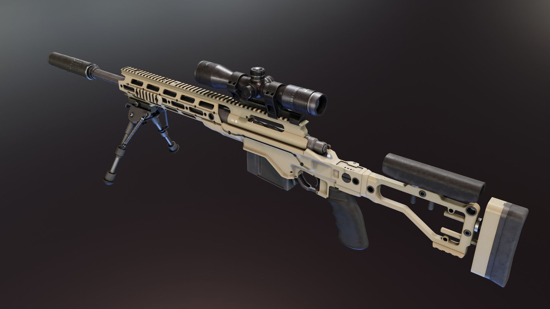 CSR USASOC Sniper Rifle Low-poly 3D model_3
