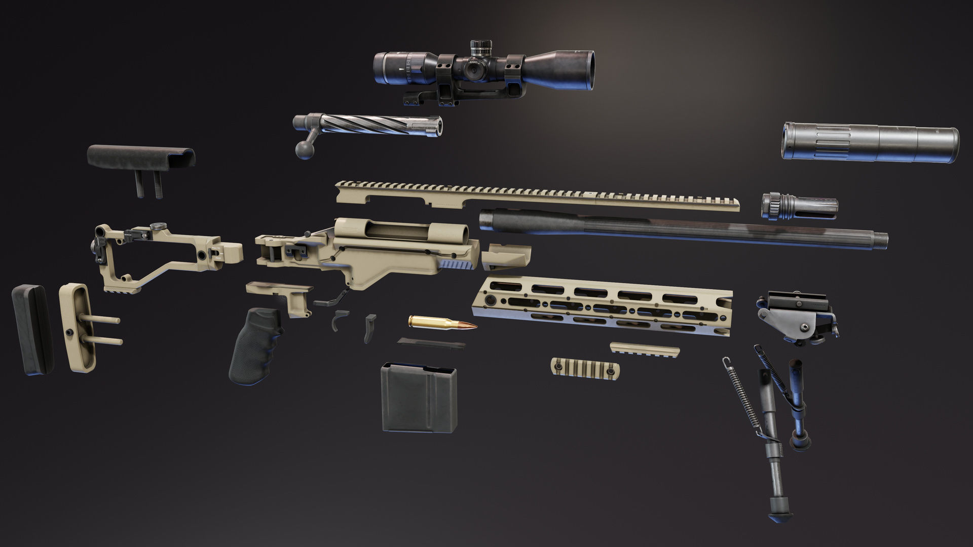 CSR USASOC Sniper Rifle Low-poly 3D model_5